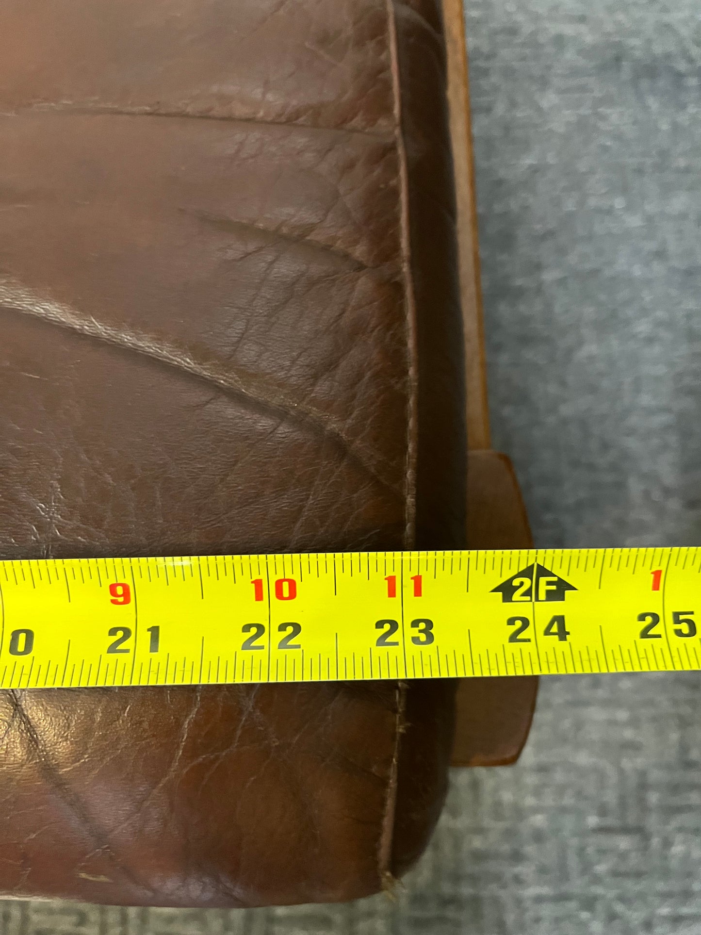 Danish Style Brown Leather Ottoman