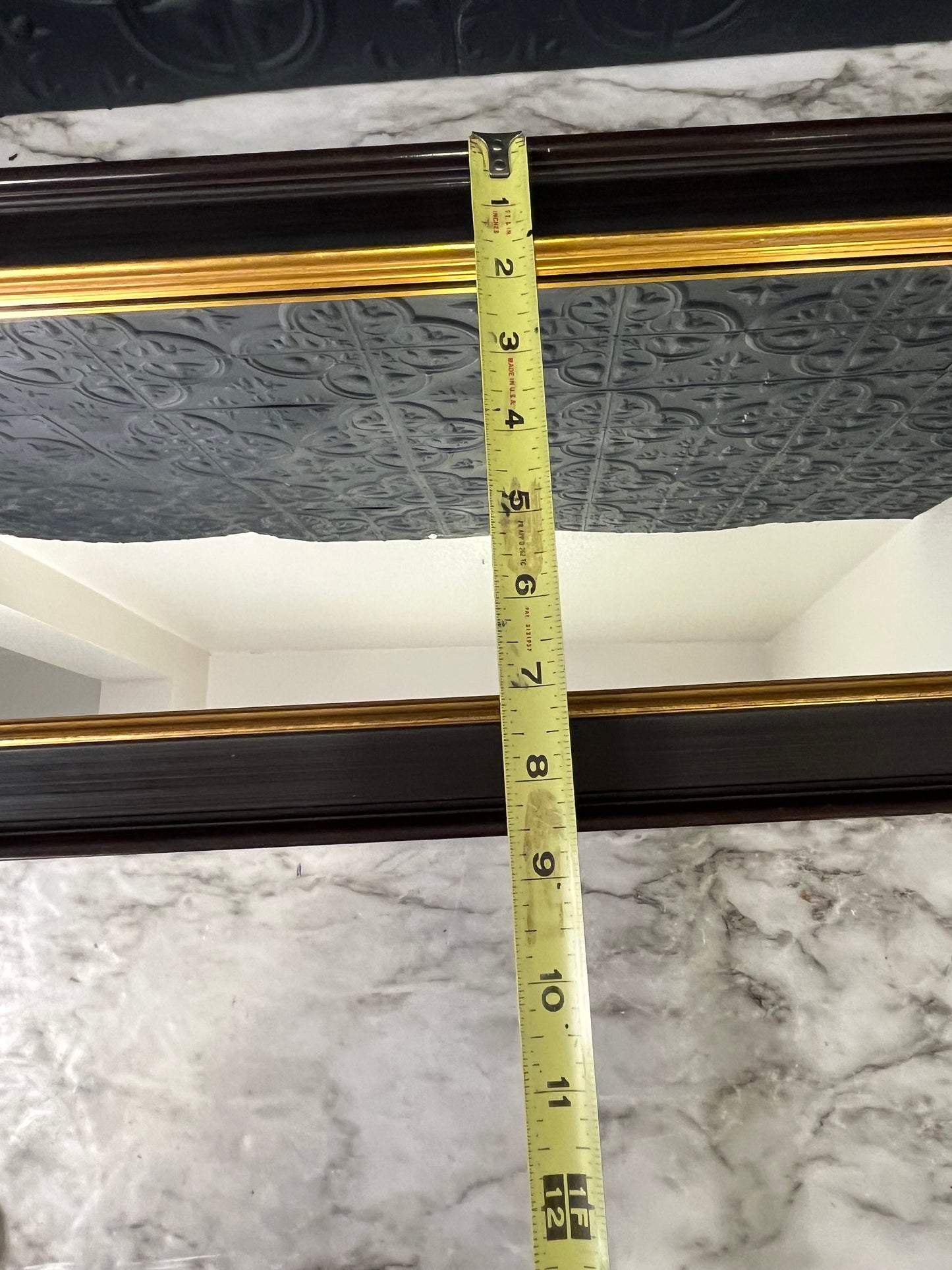 Rectangle Black Mirror with Gold Trim