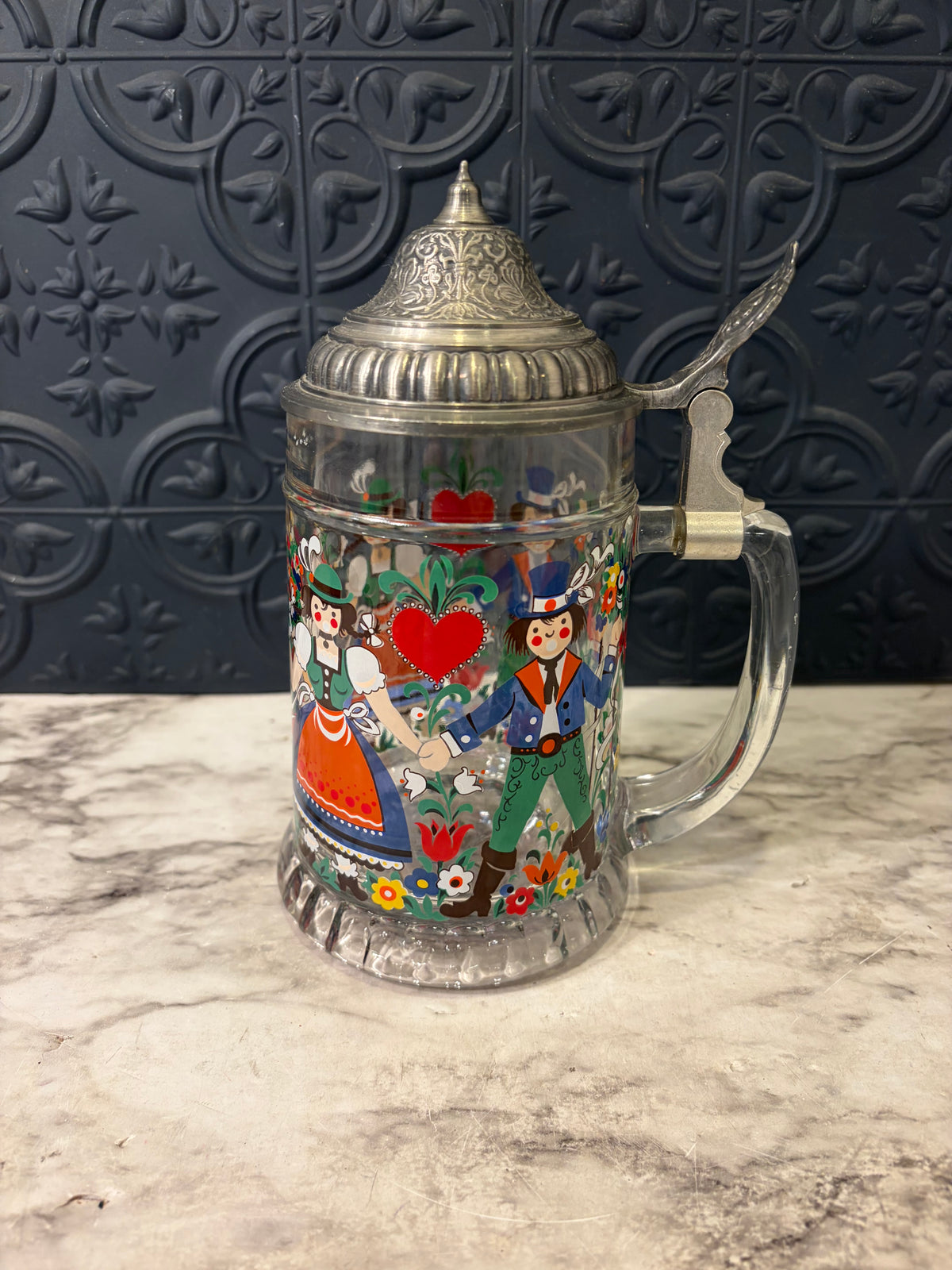 Vintage German Stein with Pewter lid