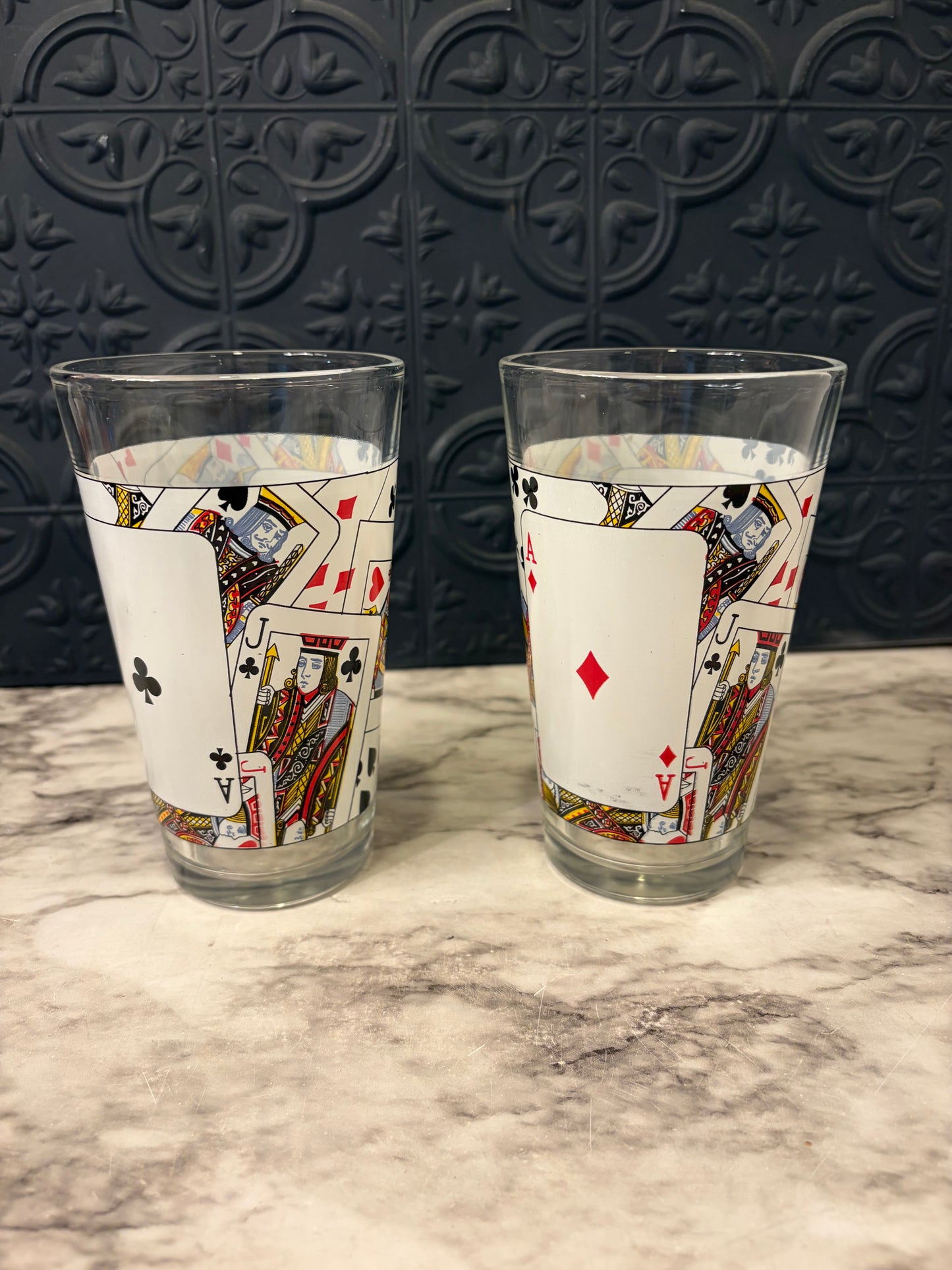 Set of 2 Playing Card Glass