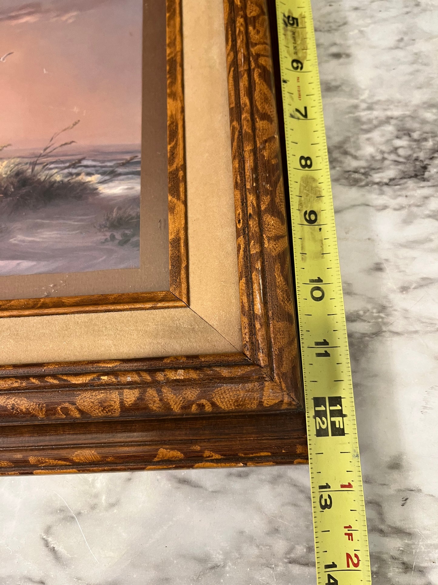 Ocean print in frame with cream velvet mat