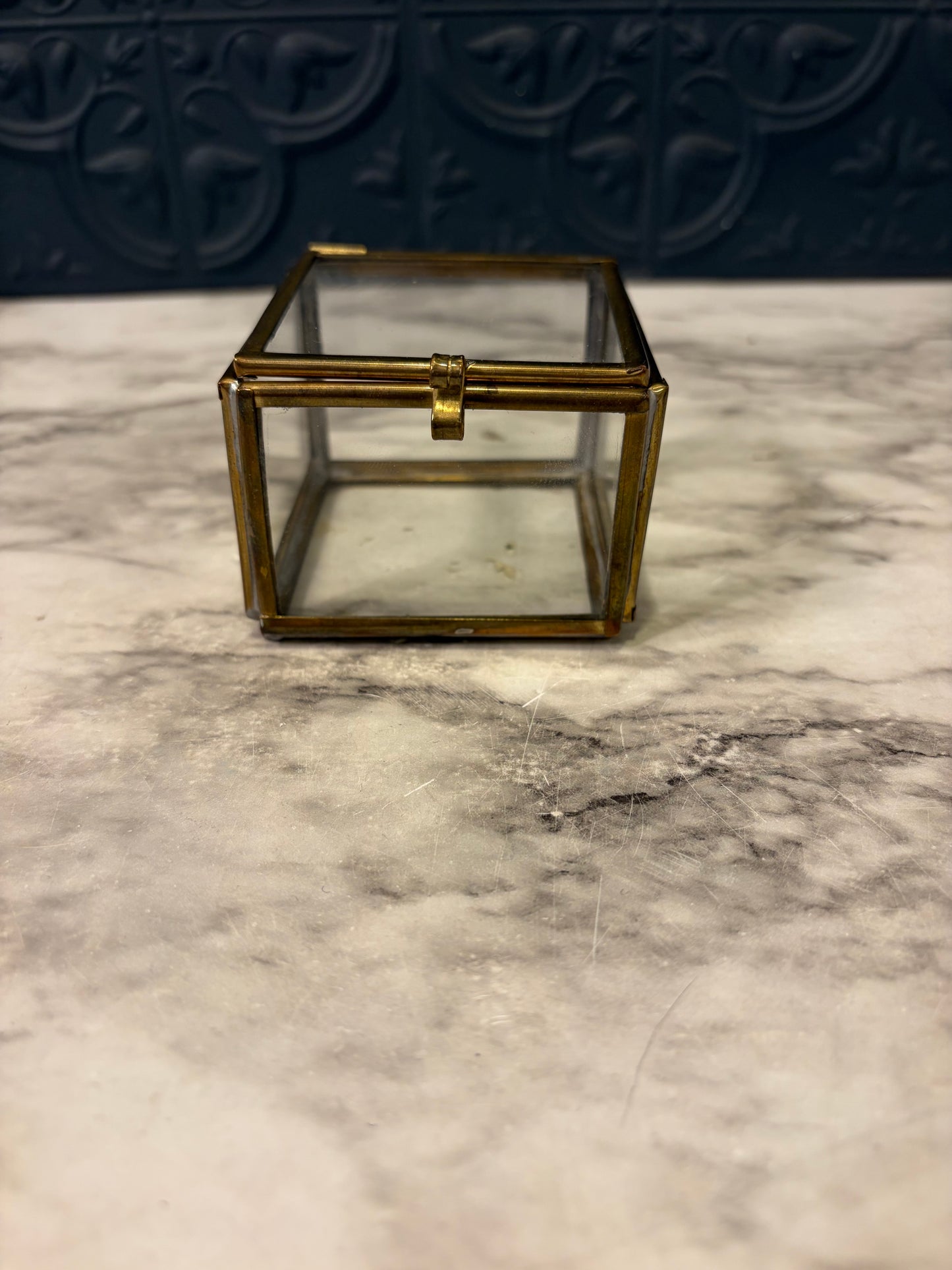 Glass and Brass Box 2.5" Square