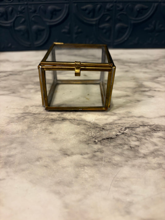Glass and Brass Box 2.5" Square