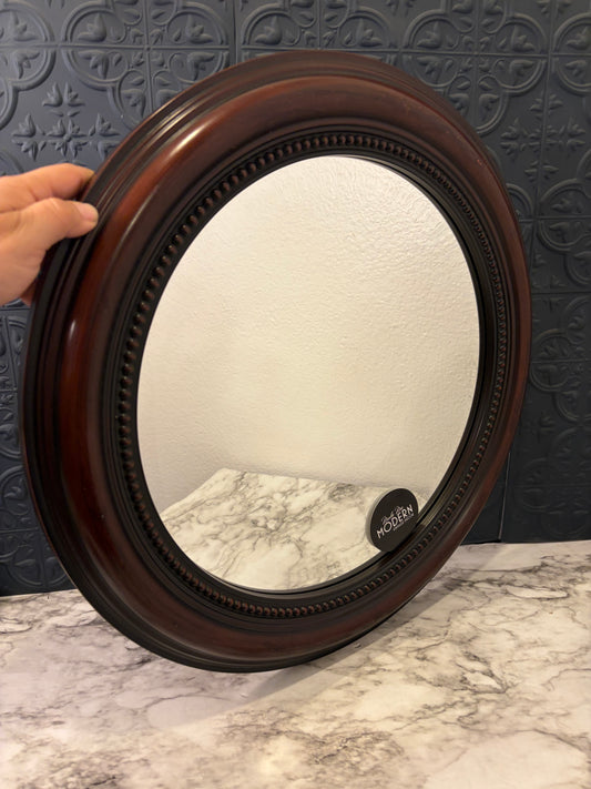 Round Brown Mirror with Dots 19.5"