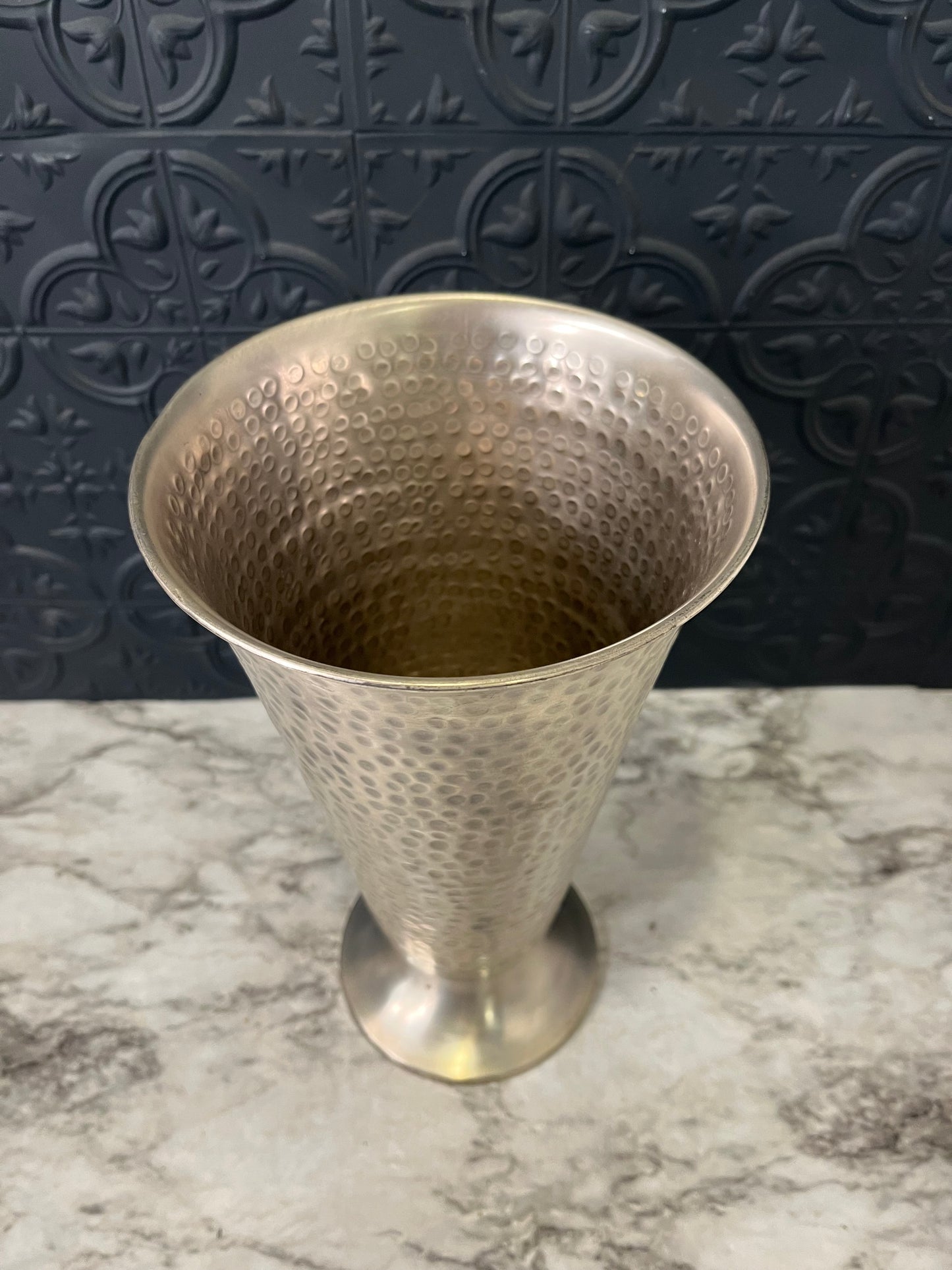 Large Hammered Aluminum Decorative Vase