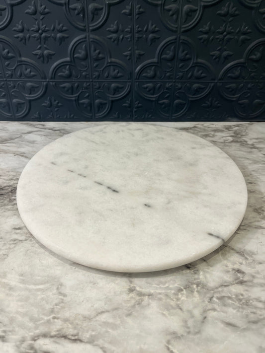 11.5   Round White Marble Tray with Grey