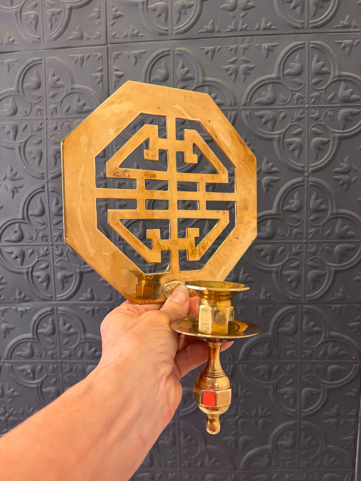 Solid Brass Asian Wall Sconce