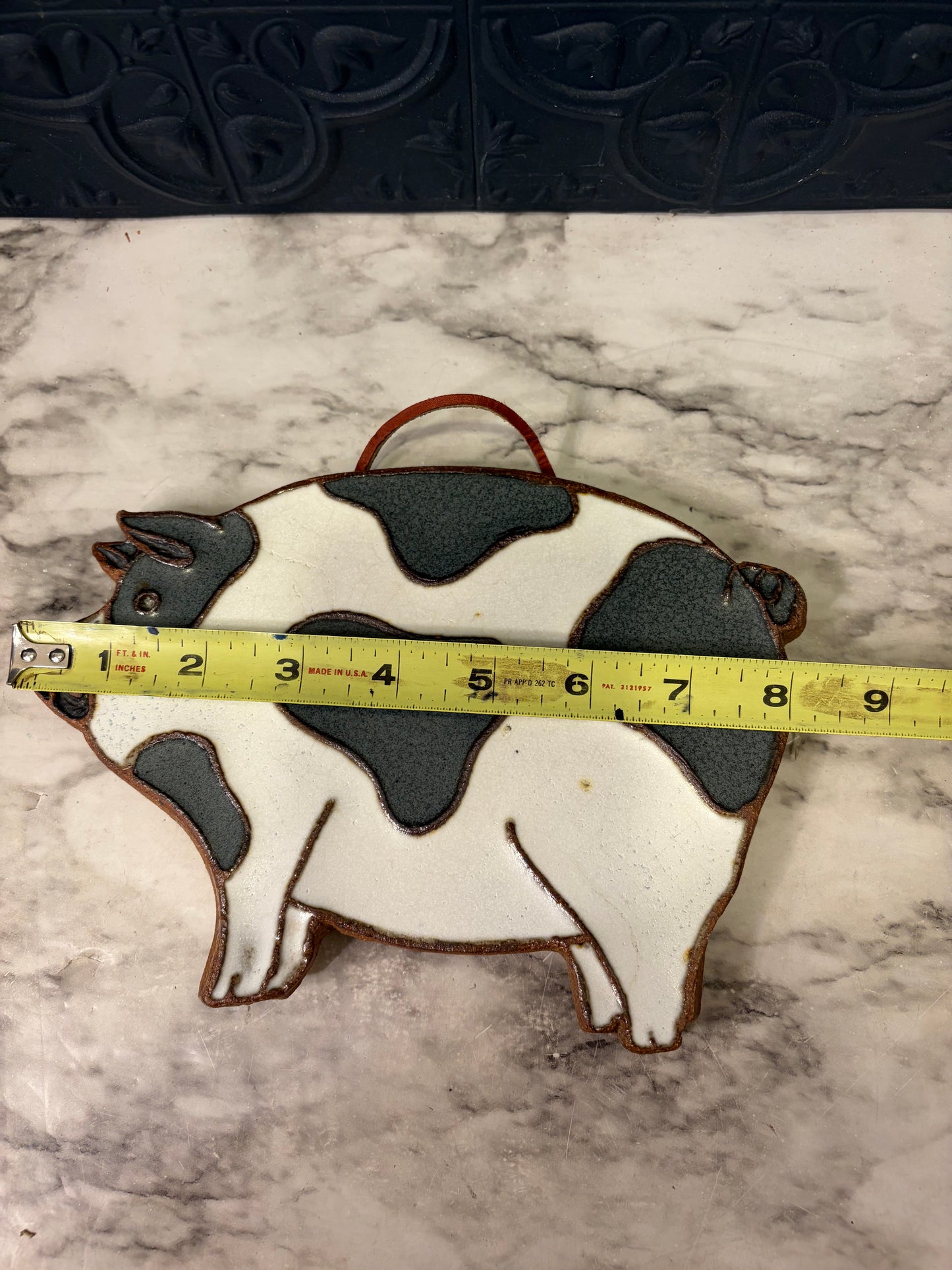 Black and White Pottery Pig Wall hanging