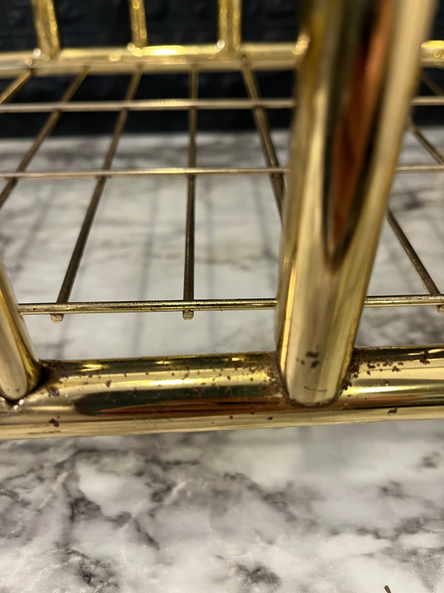 Vintage 1970s Brass and Enamel Magazine Rack