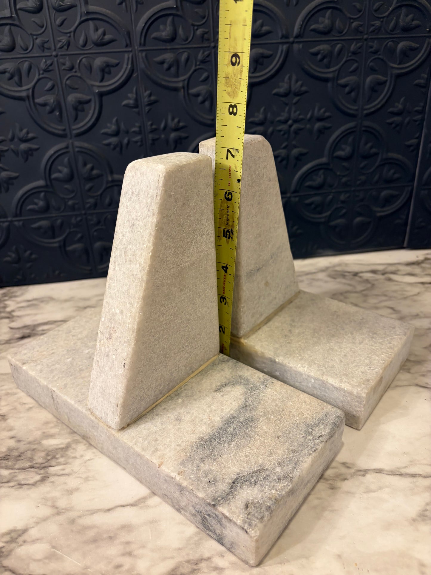 Heavy Stone Geometric Bookends