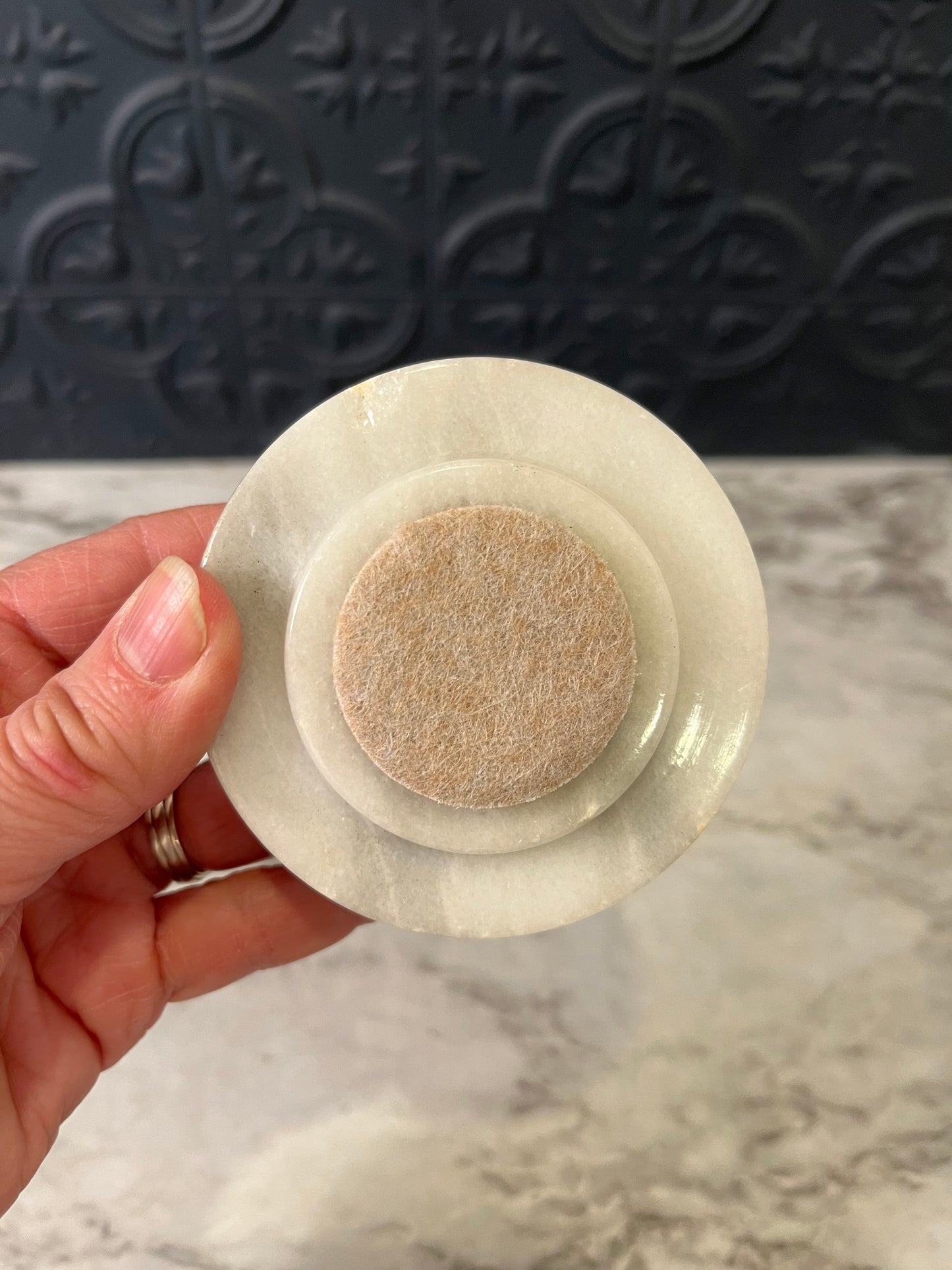 Round Marble Ashtray White