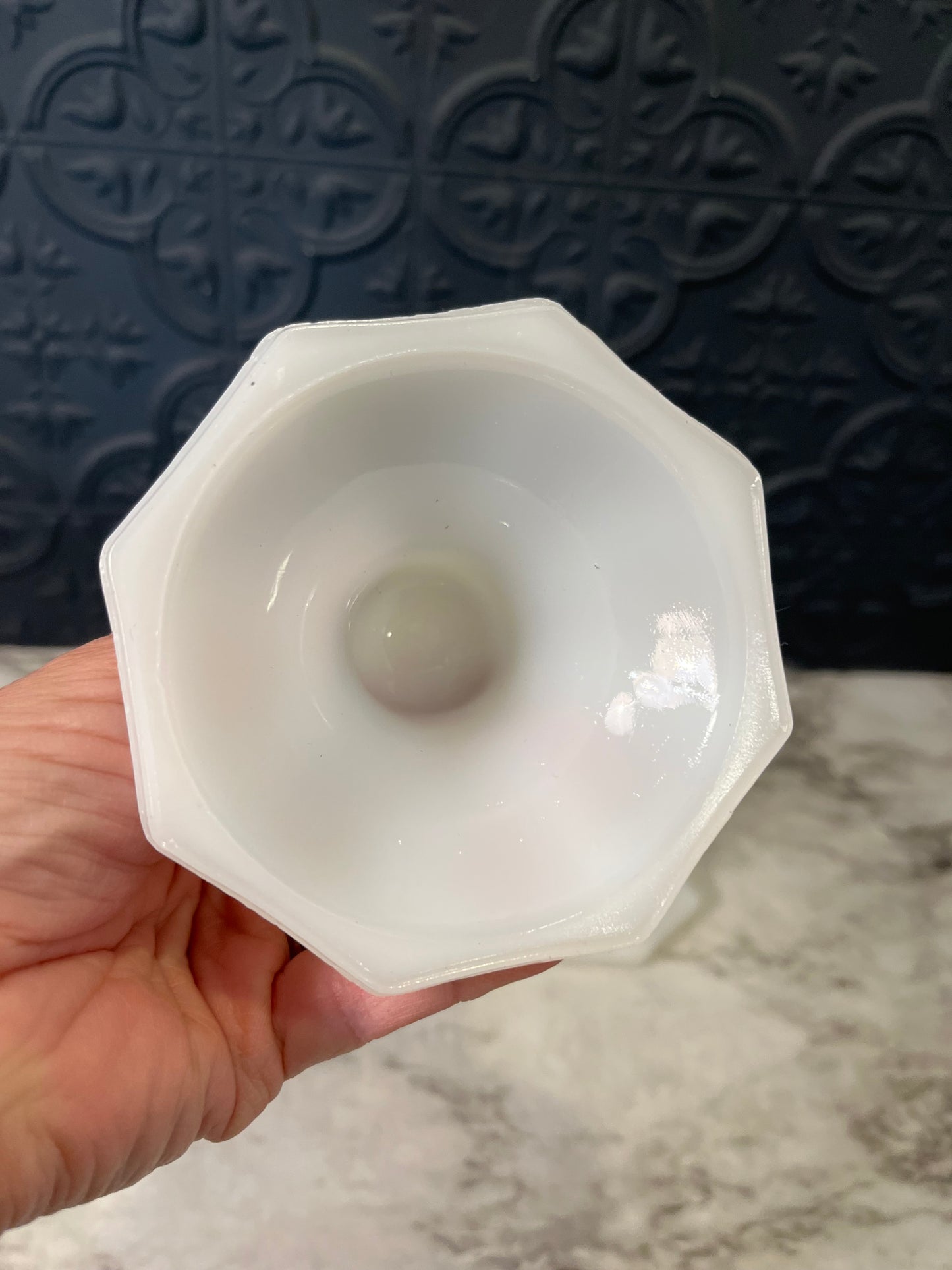 Milk Glass Candle Holder Fluted Base x2