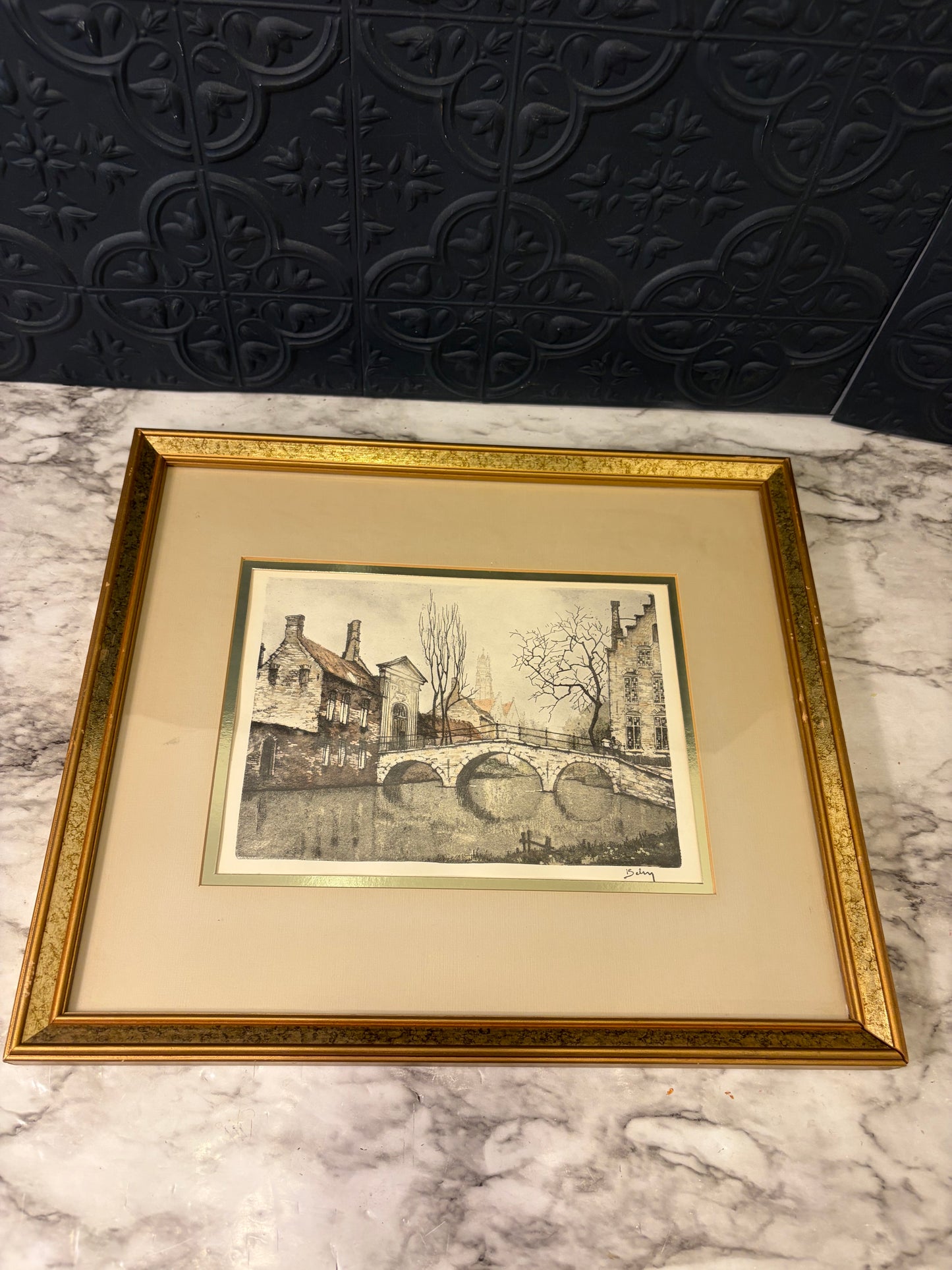 Vintage Bridge Print Framed