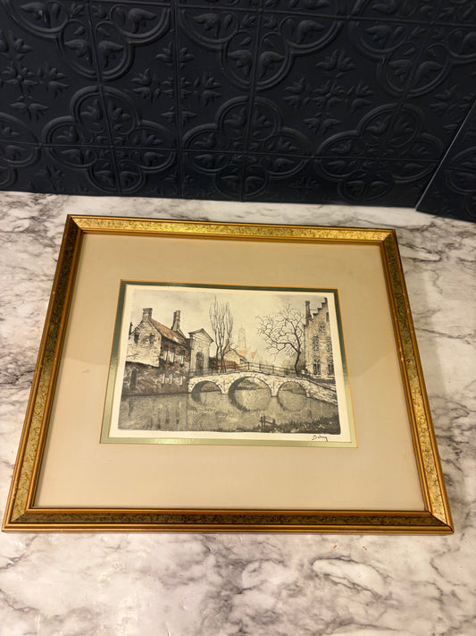 Vintage Bridge Print Framed