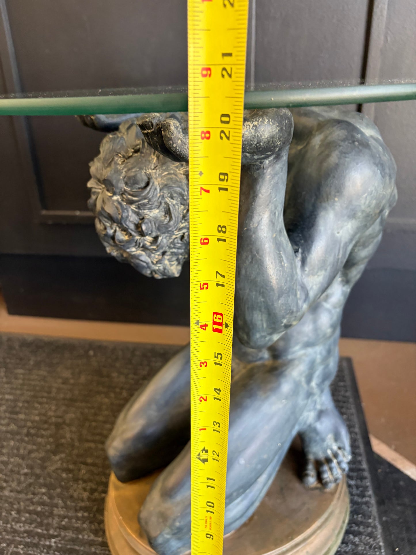 Kneeling Nude Male Figural Side Table