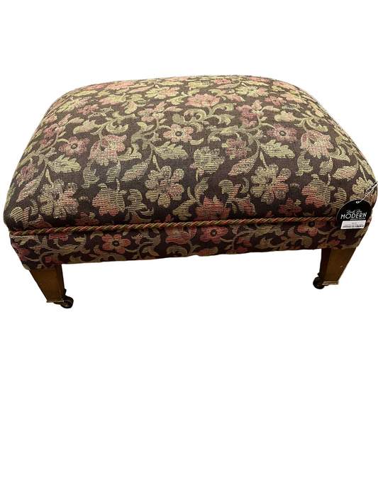 Large Pink and Green Upholstered Ottoman