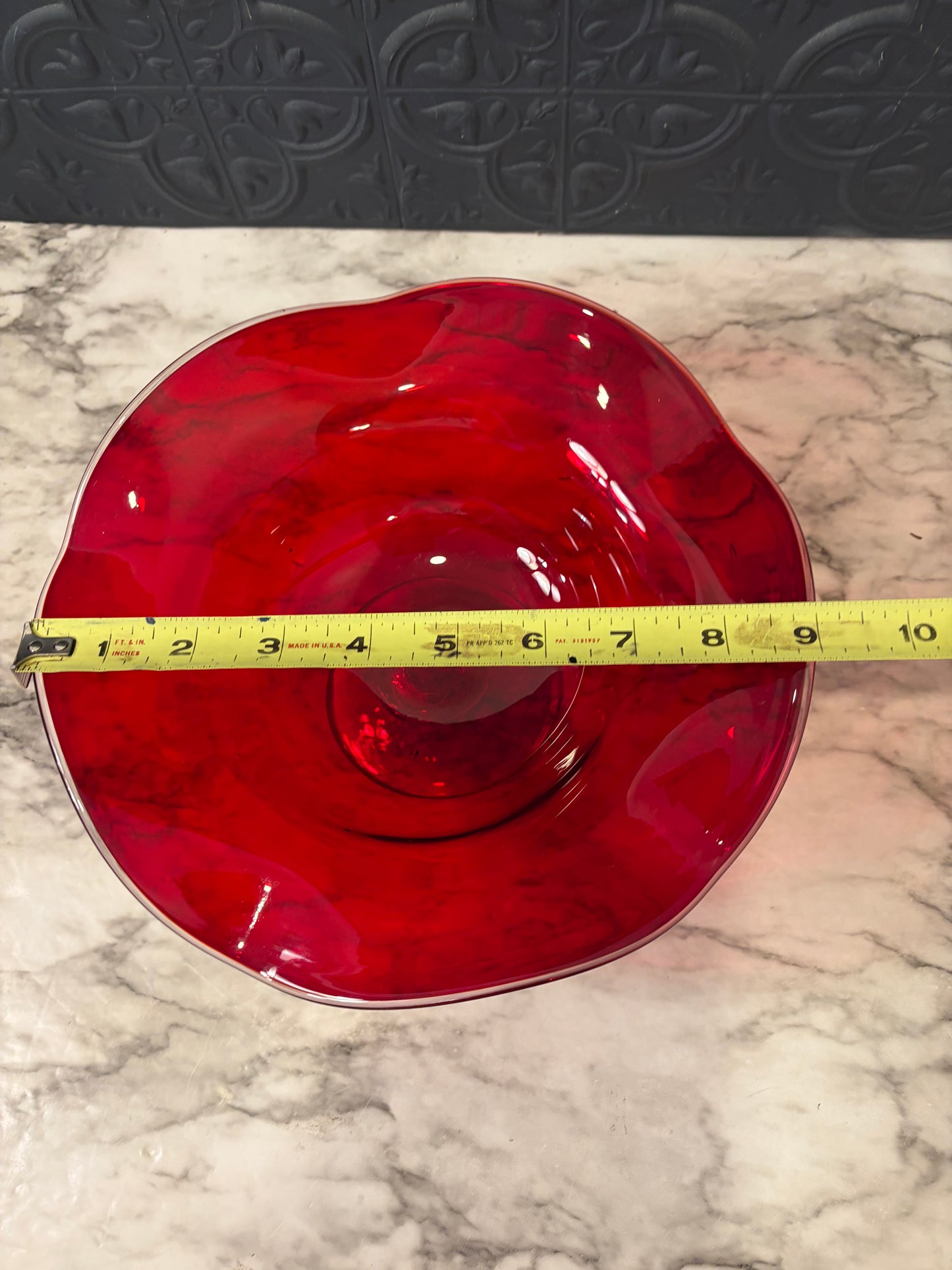 Ruby Red Glass Pedestal Bowl