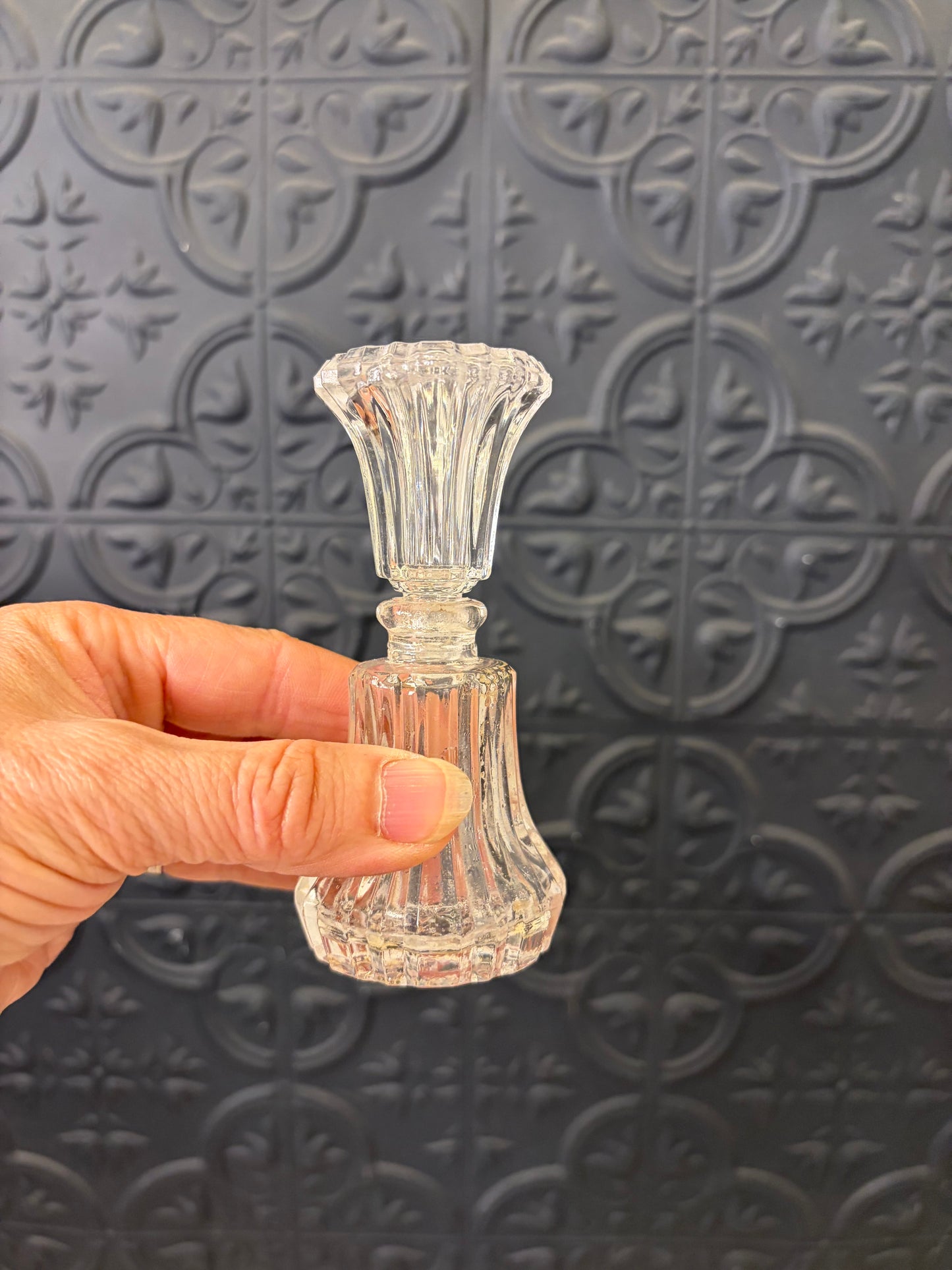 Clear Cut Glass Perfume Bottle