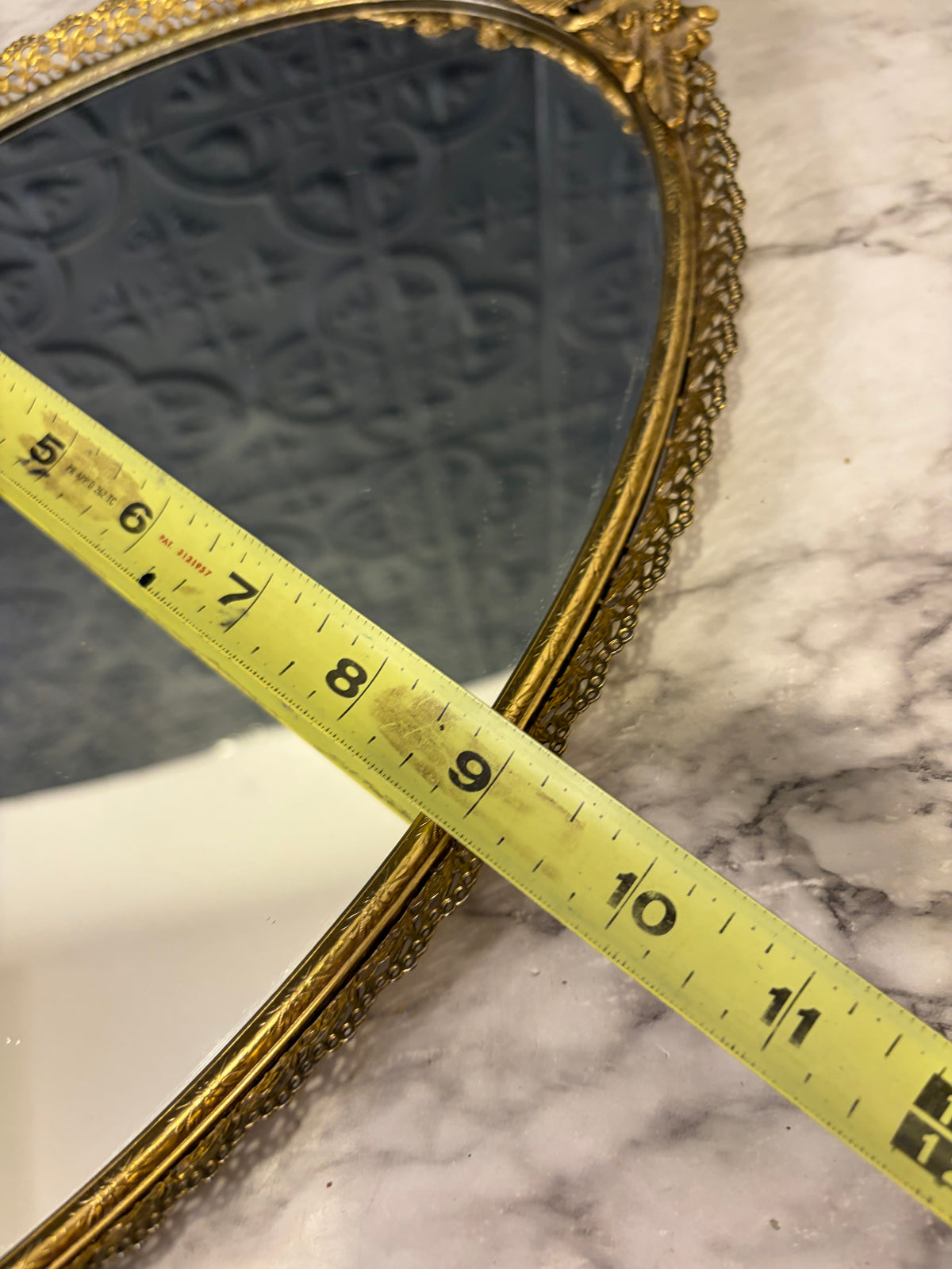 Brass Mirror Tray with Bird Handles 17.5"