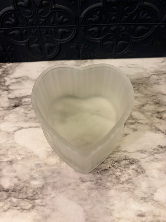 Satin Glass Heart Candly Dish