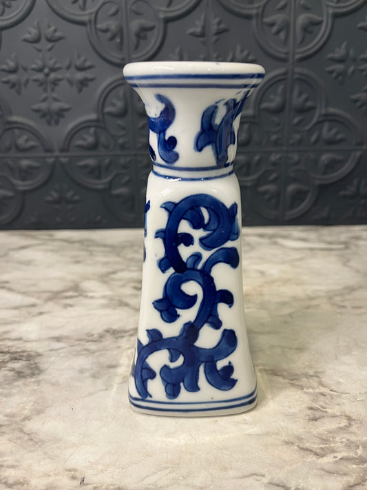 Silvestri Blue and White Candle holder 6"