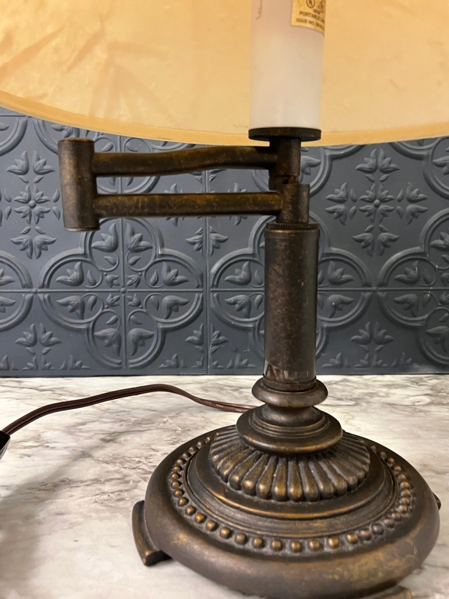 Swinging Arm Lamp with Paper Mache Shade