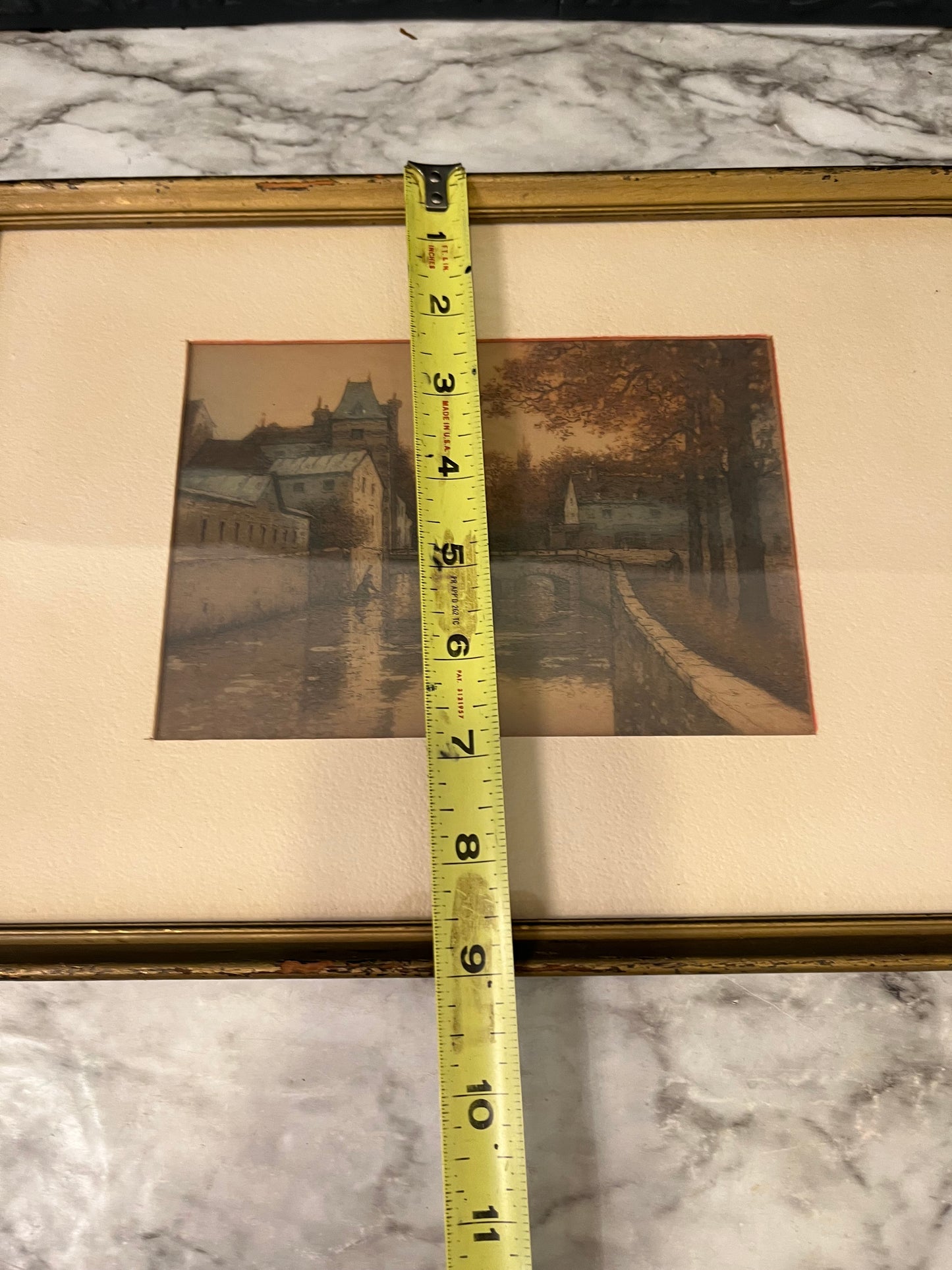 Antique Bridge Etching Framed
