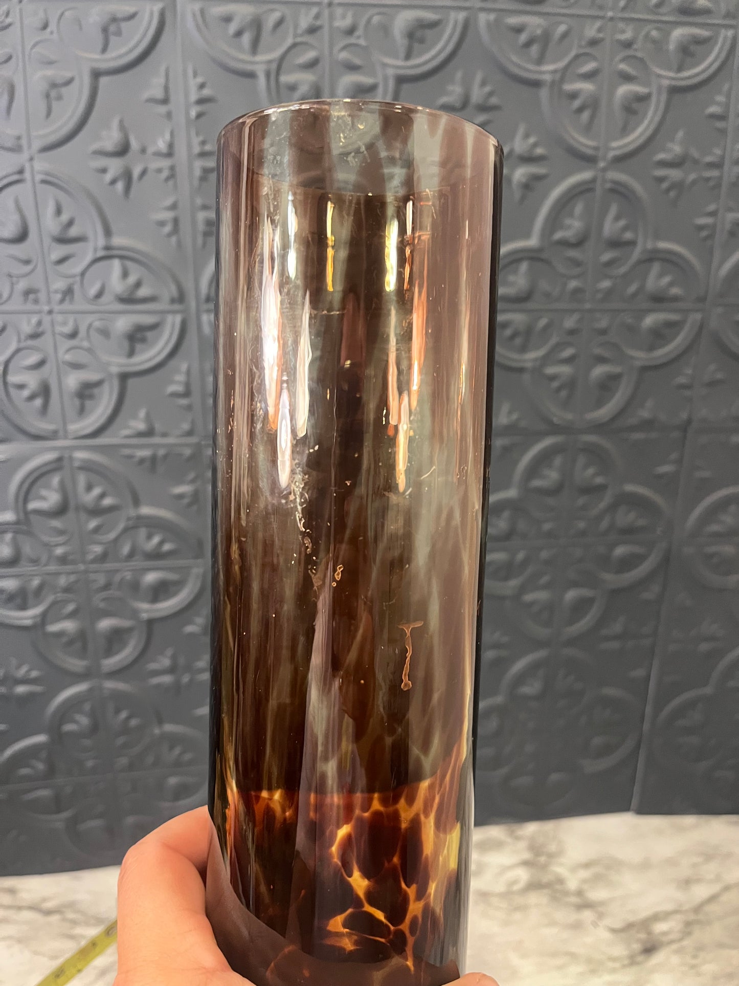 Tortoise Shell Tall Cylinder Vase