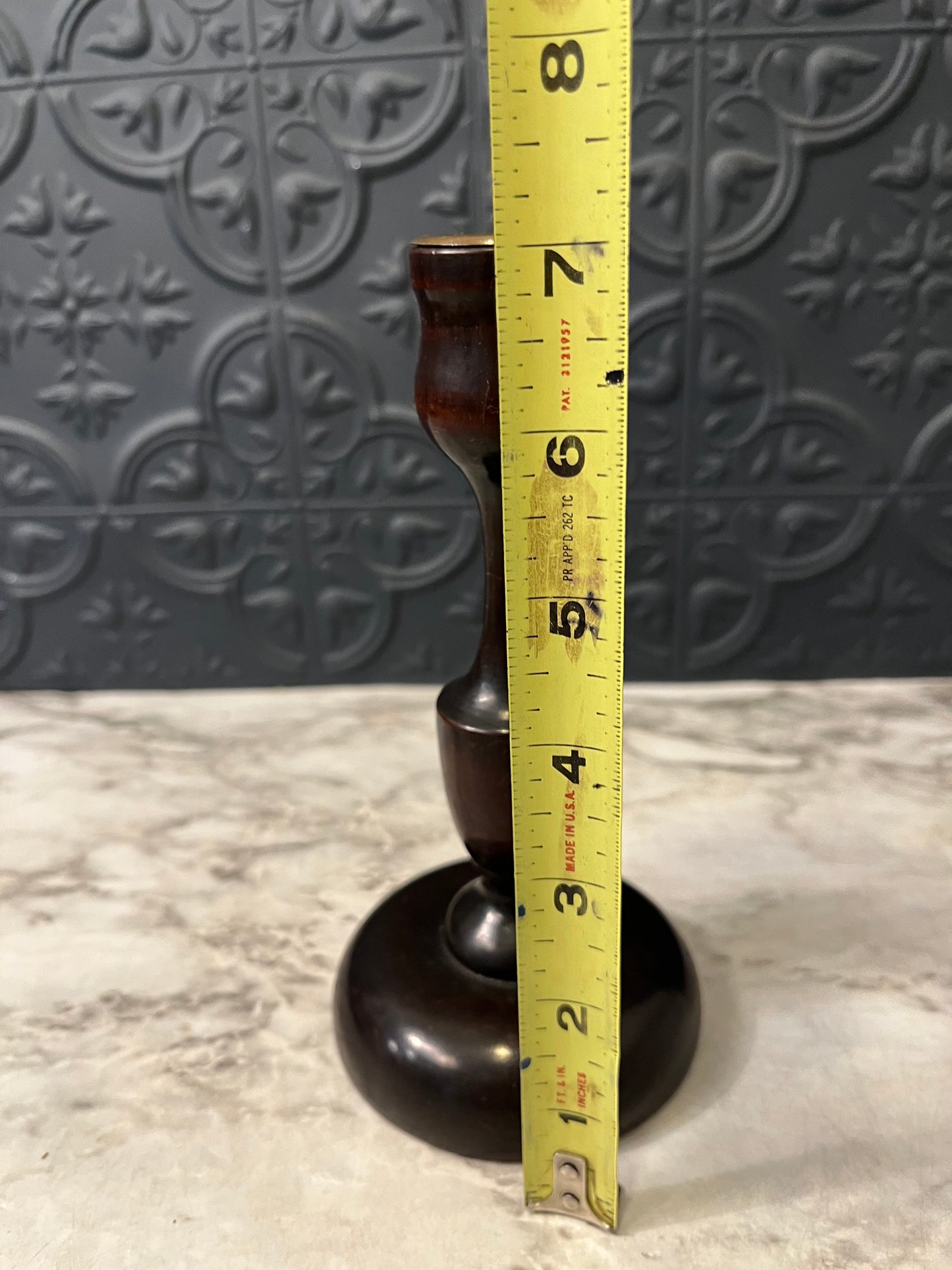 Wood Turned Candlestick 7"