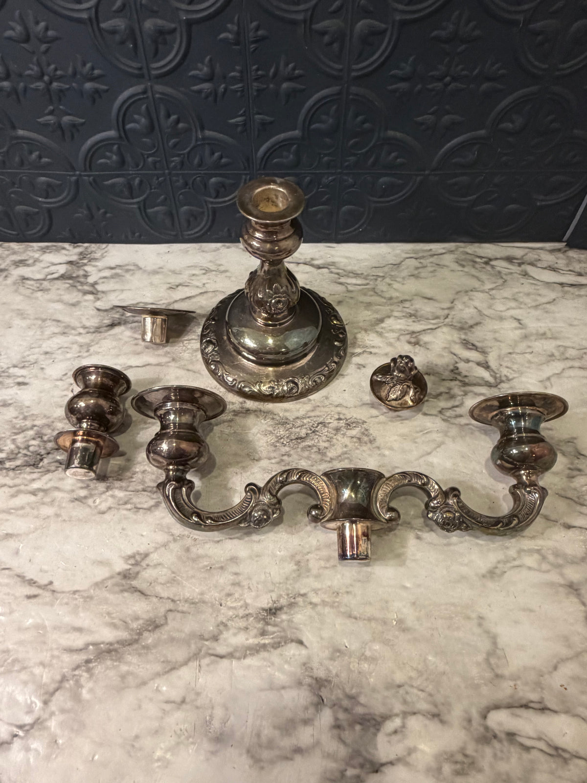 Silver plate Candelabra Stackable Set