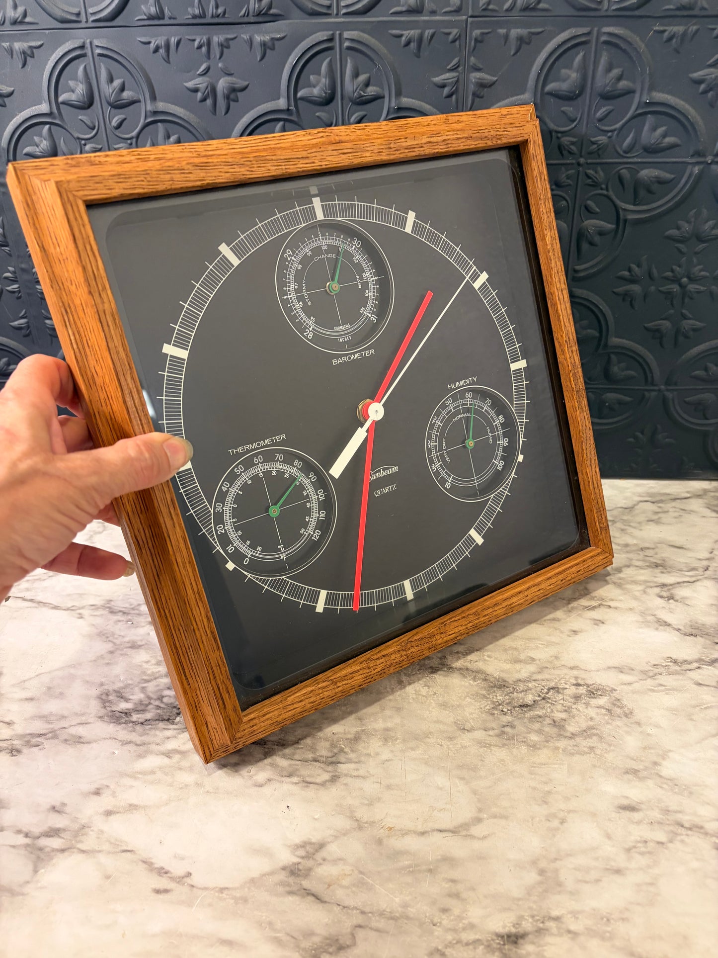 Vintage Sunbeam Wall Clock with Weather Station