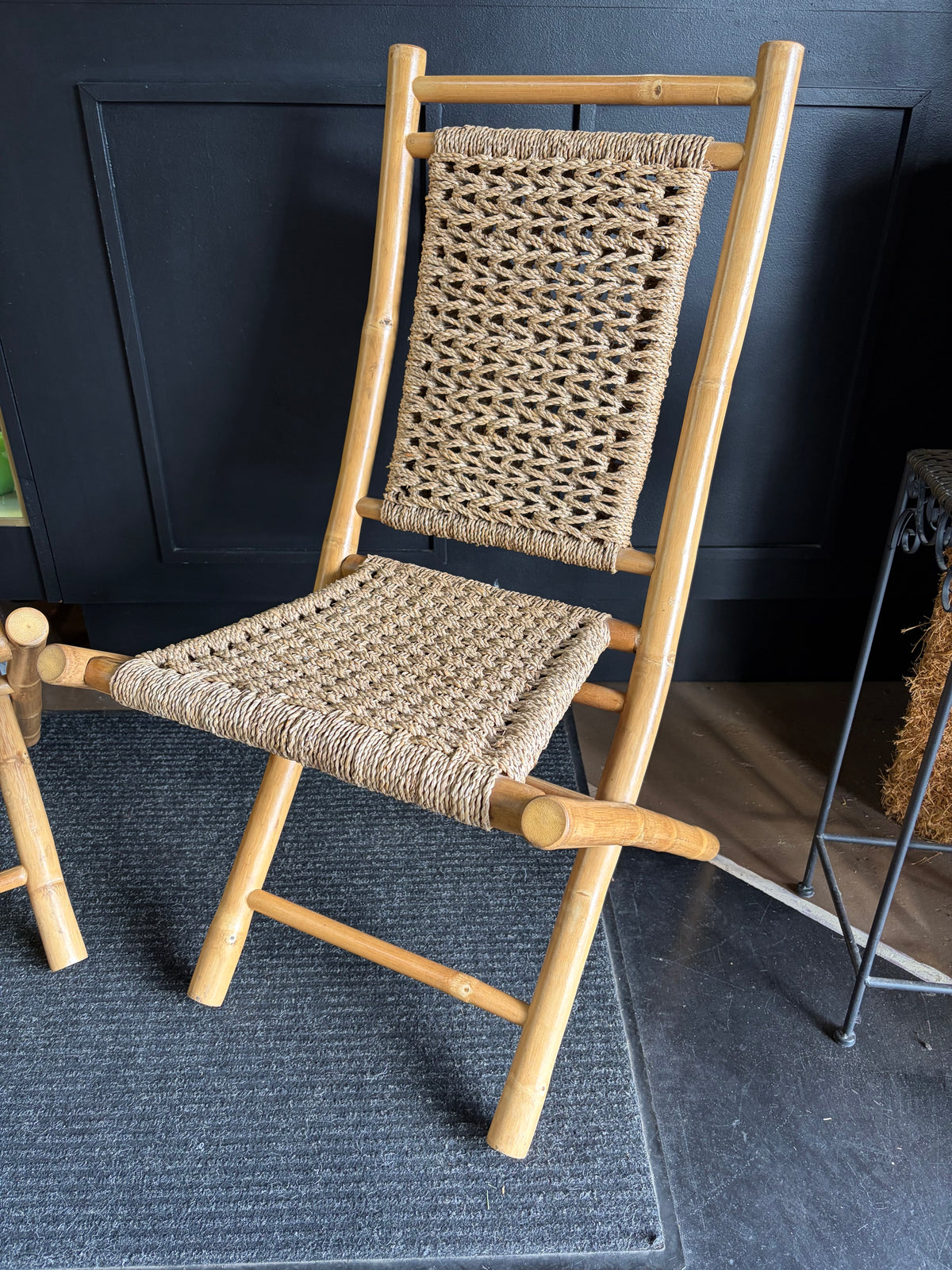Vintage Bamboo Folding Chair Set of 2