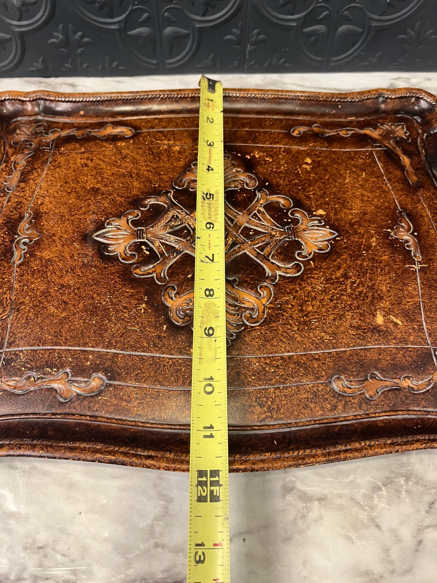 Decorative Tray with Bow Handles Brown Tones Heavy