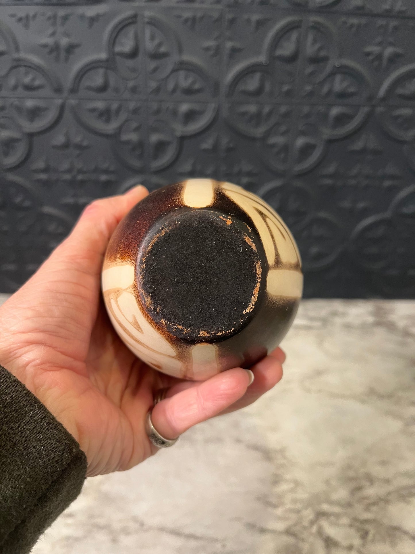 Brown and Cream Peruvian Style Vase