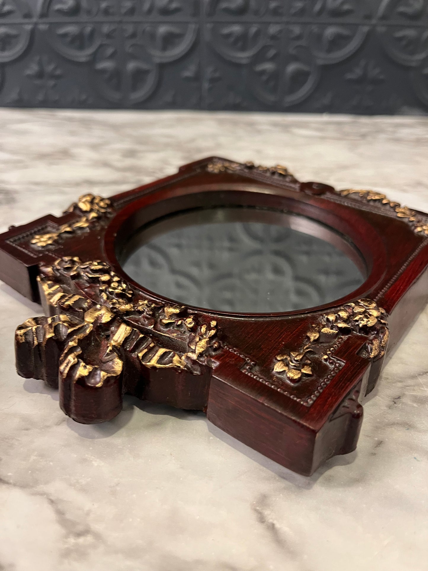 Dark Red and Gold Accent Mirror