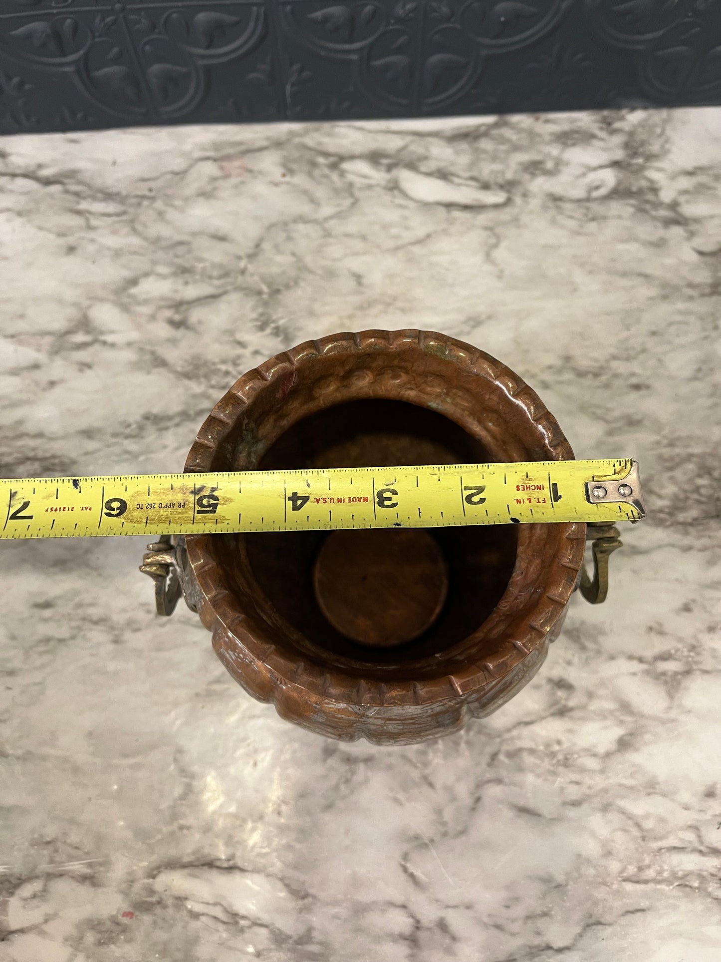 Hammered Copper planter with handles