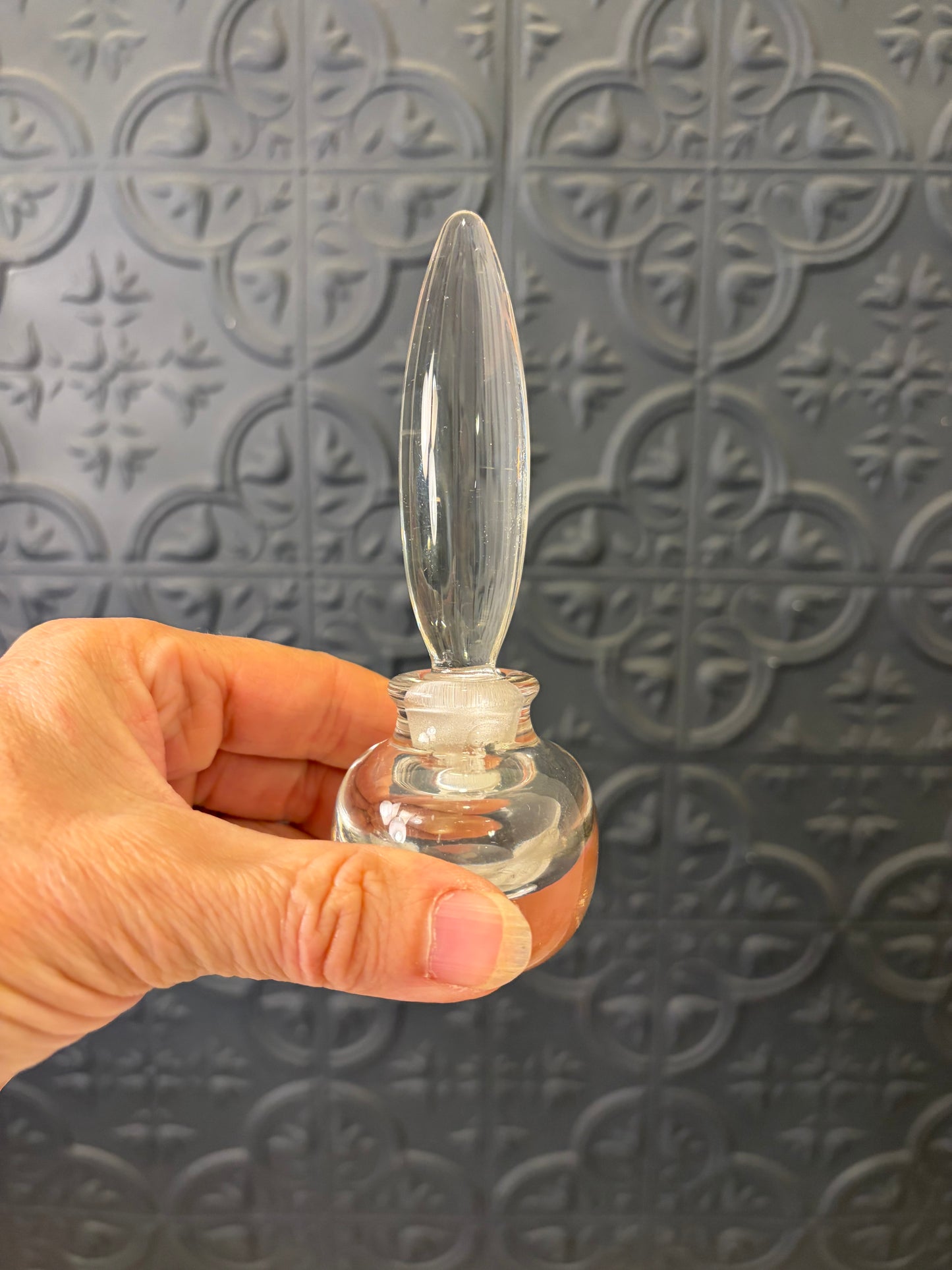 Clear Blown Glass Perfume Bottle AS IS