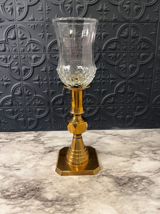 Brass Candle Holders with crystal  Votive holder