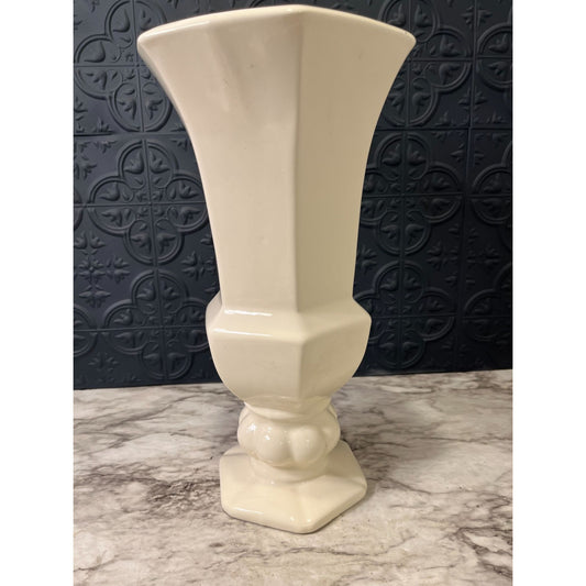 Cream Haeger Vase Hexagon - Large