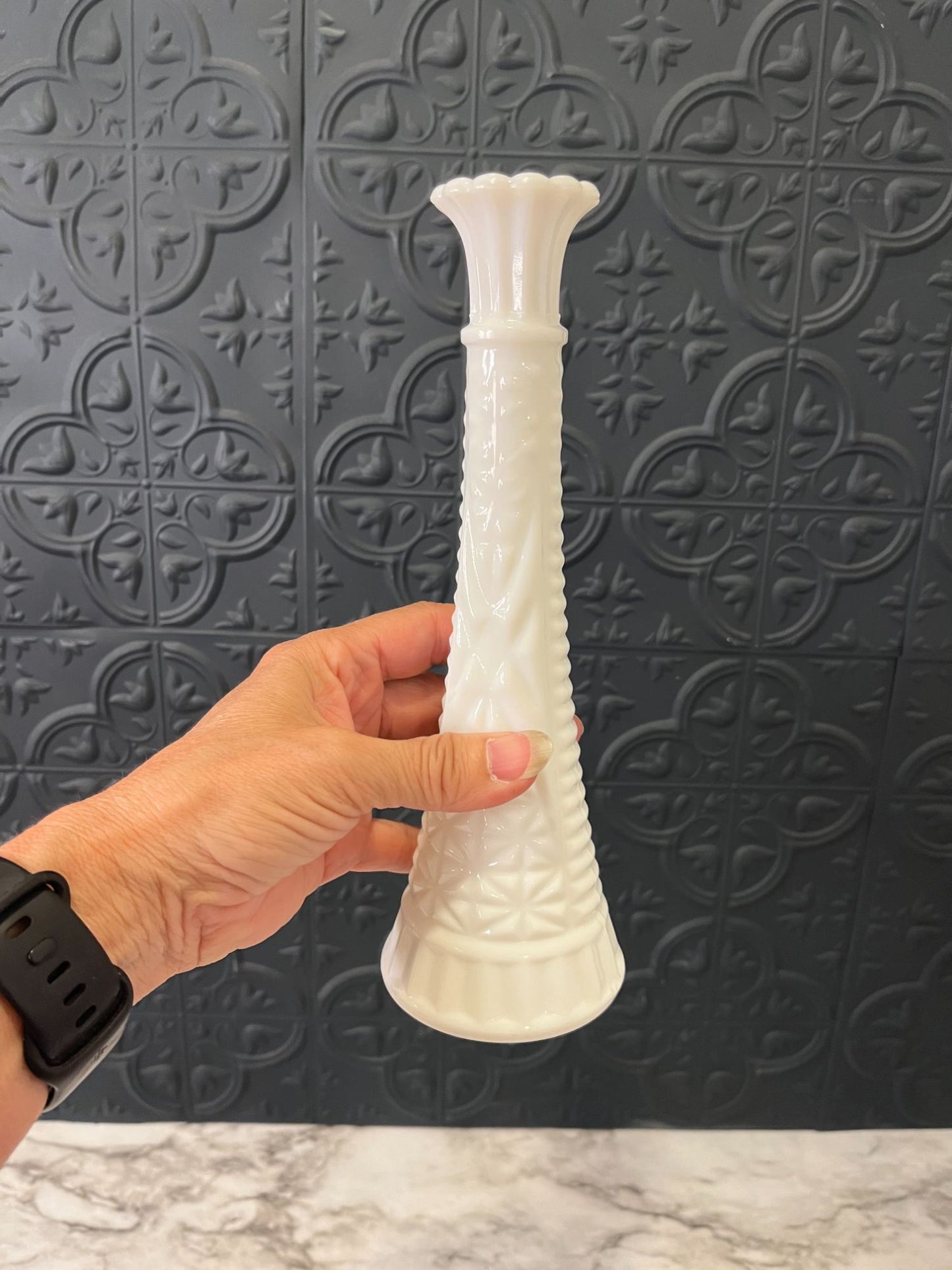 Milk Glass Vase Fluted