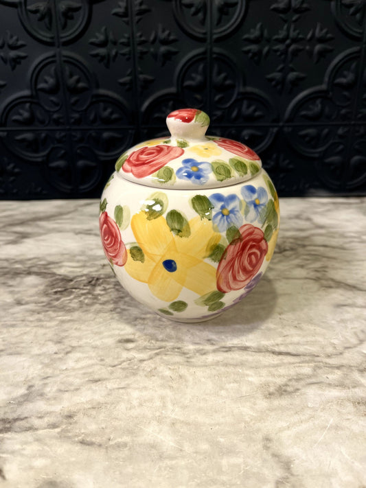 Ceramic Flower jar with lid