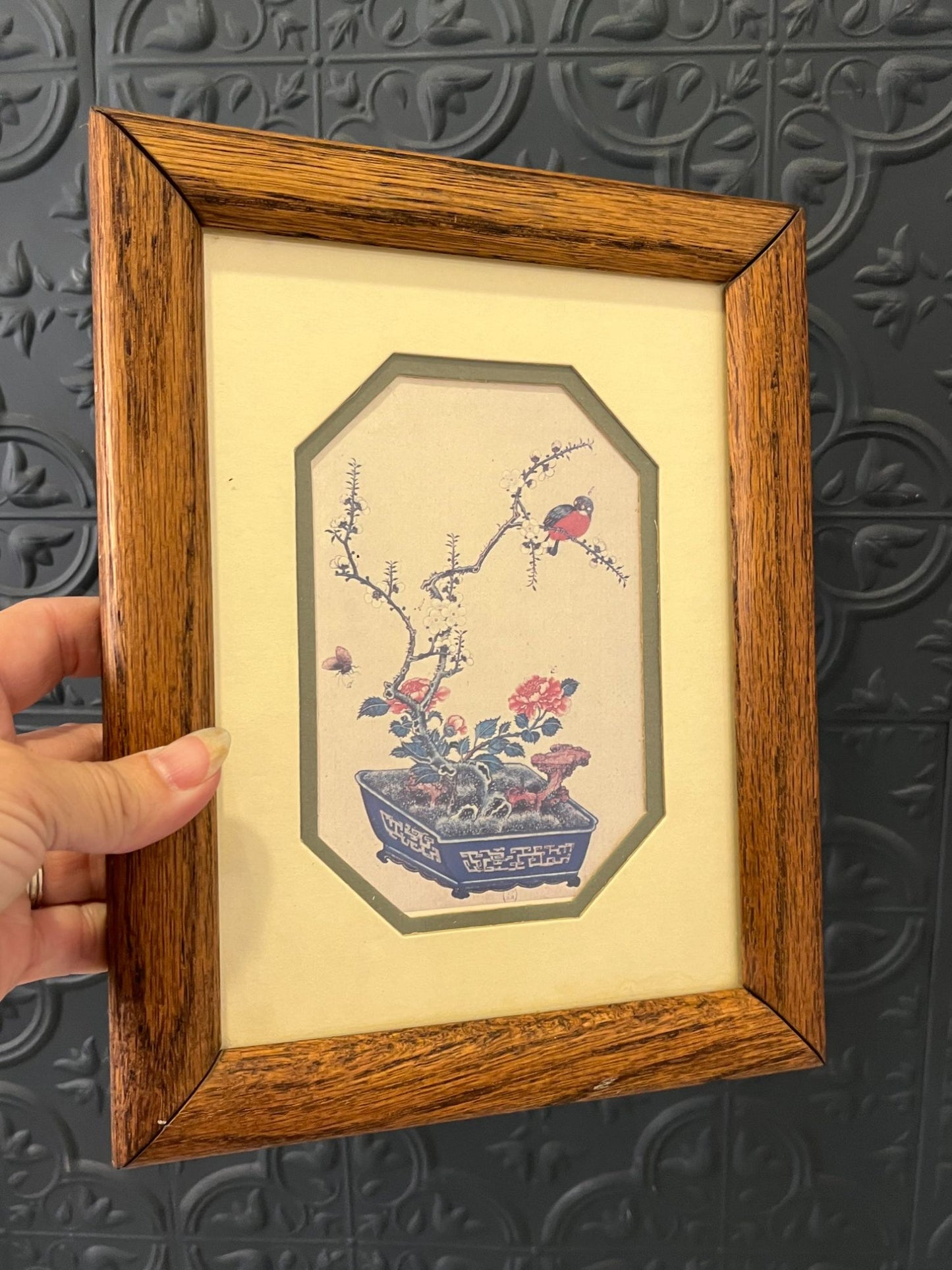 Asian Inspired Framed Print  square pot