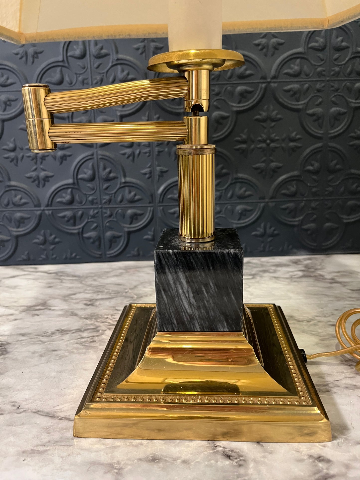 Swinging Arm Desk Lamp with Marble