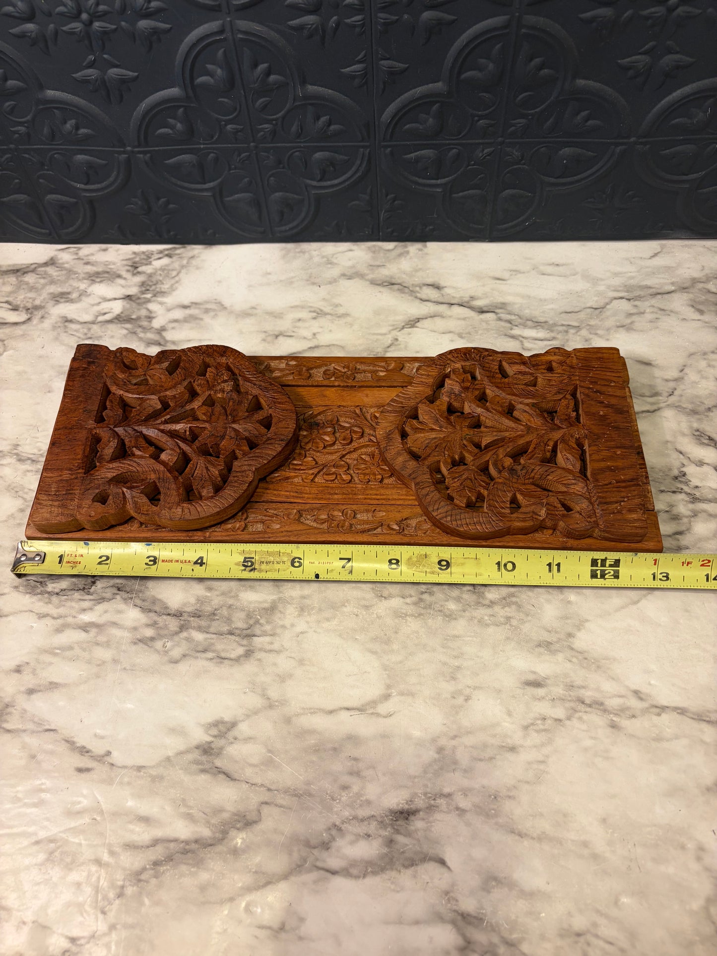 13"-19" Carved Wood Expandable Bookends