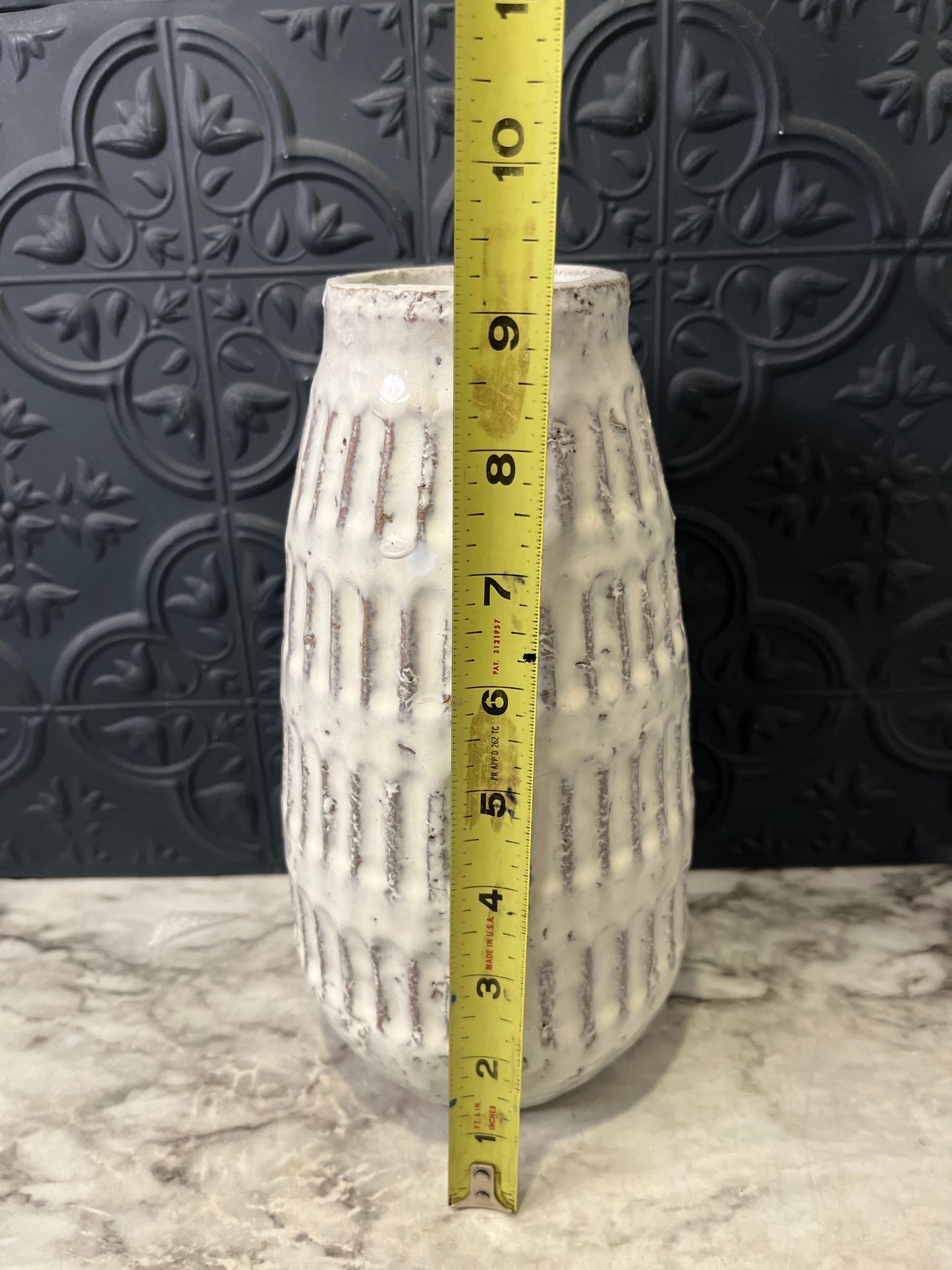 White Glazed Earthenware Vase