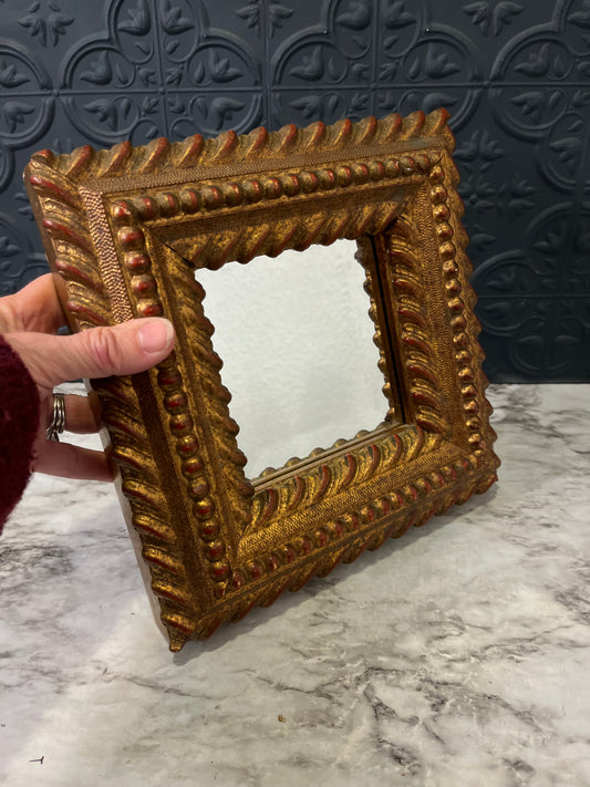 Ornate Gold Bevelled Mirror 9" Square