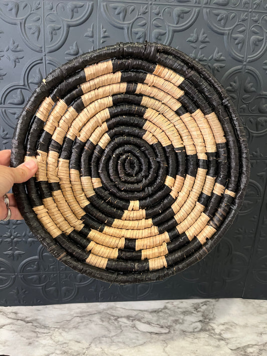 Seagrass Round Wall Basket Black Ring