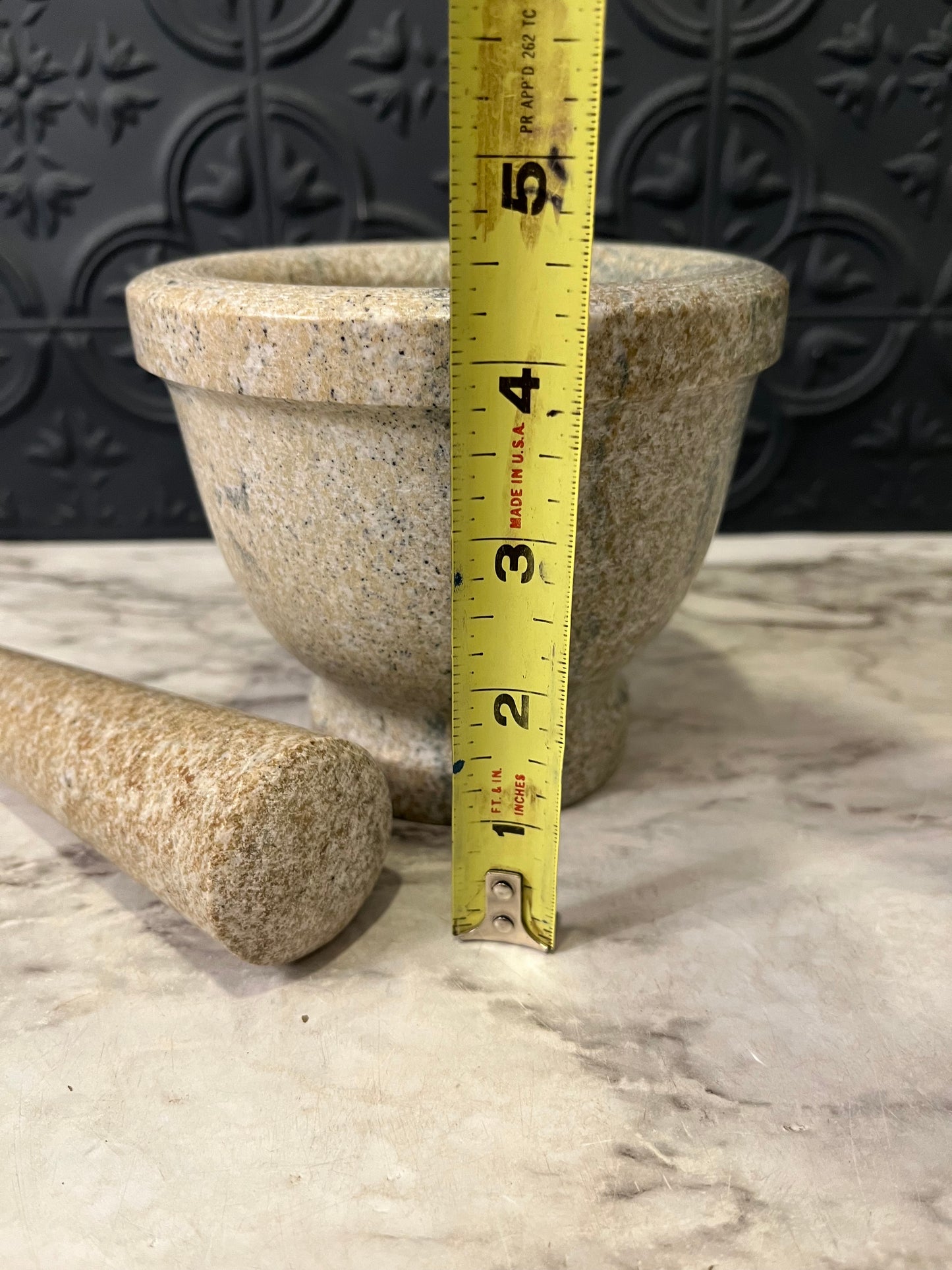 Stone Mortar and Pestle Tan 4.25"