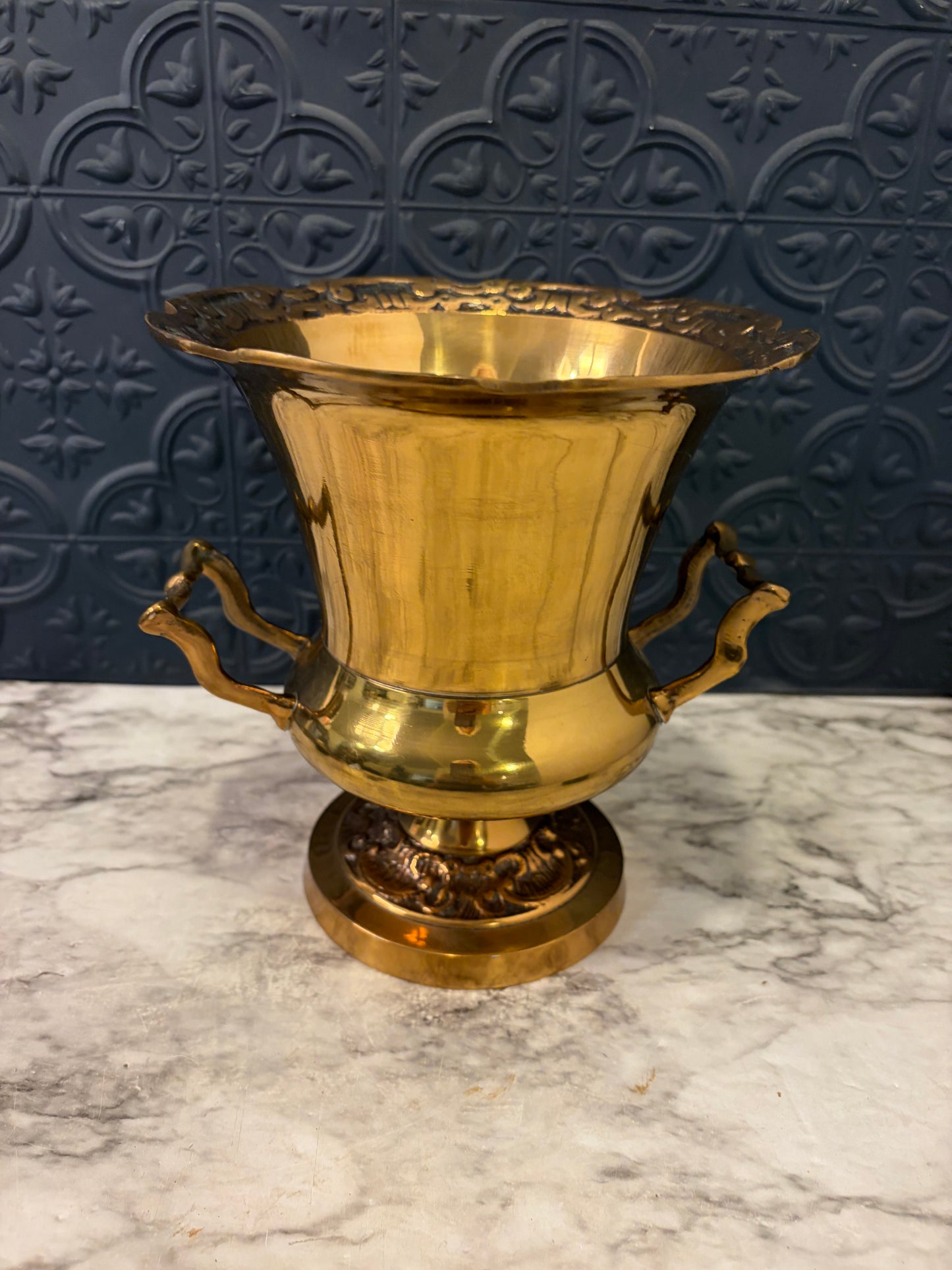 Brass Champagne/Ice Bucket with detailing around rim