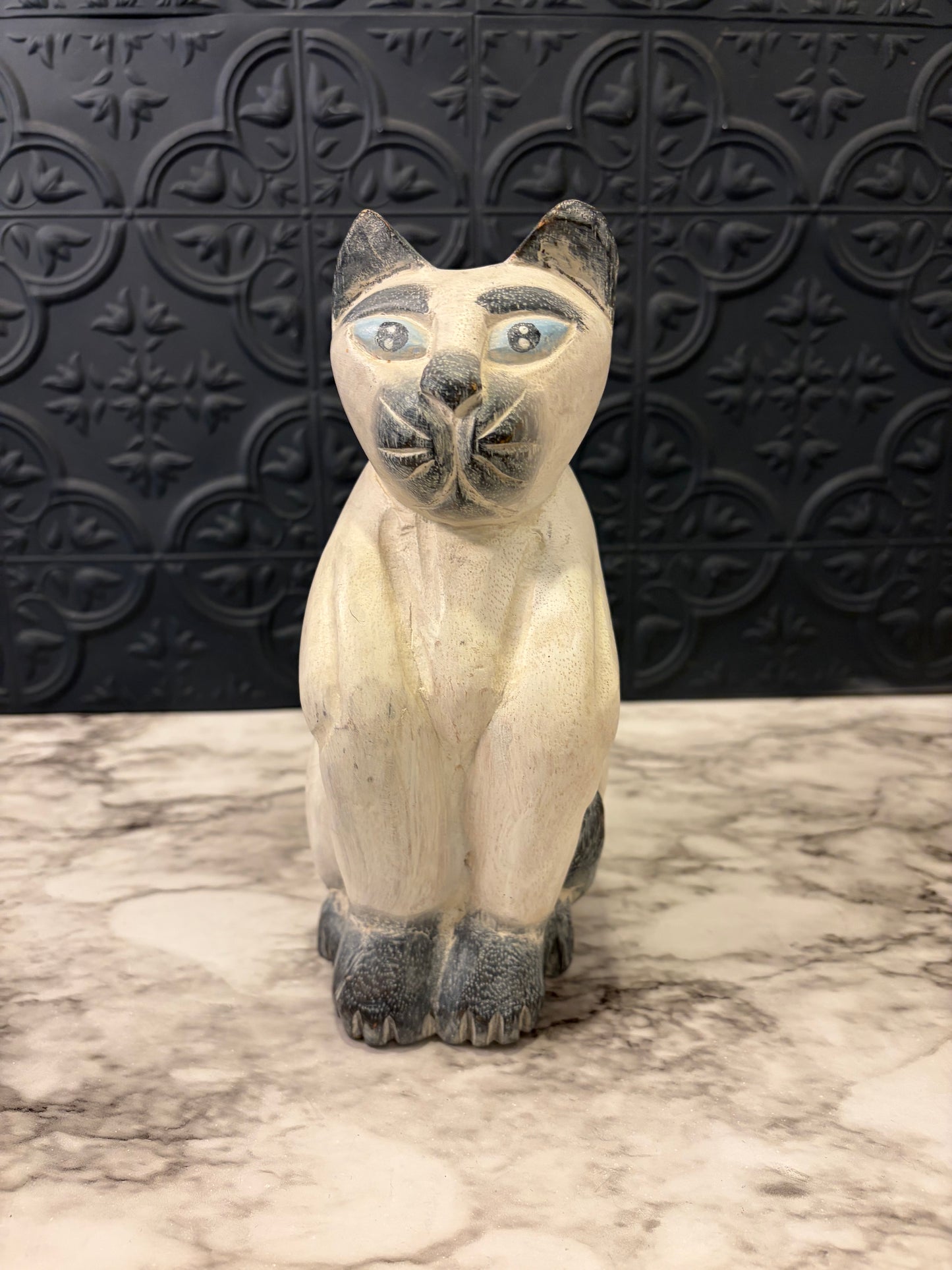 Wood Carved Siamese Cat